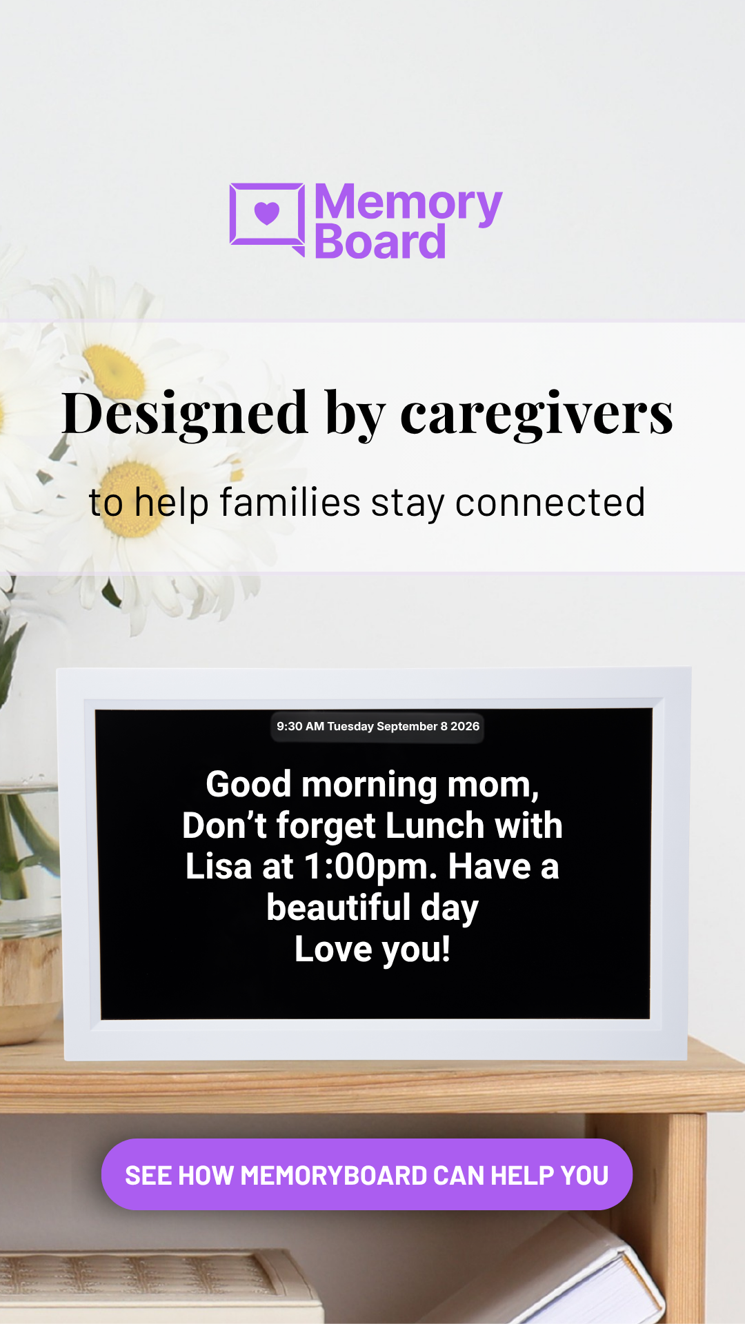 Memoryboard Facebook ad: Designed by Caregivers