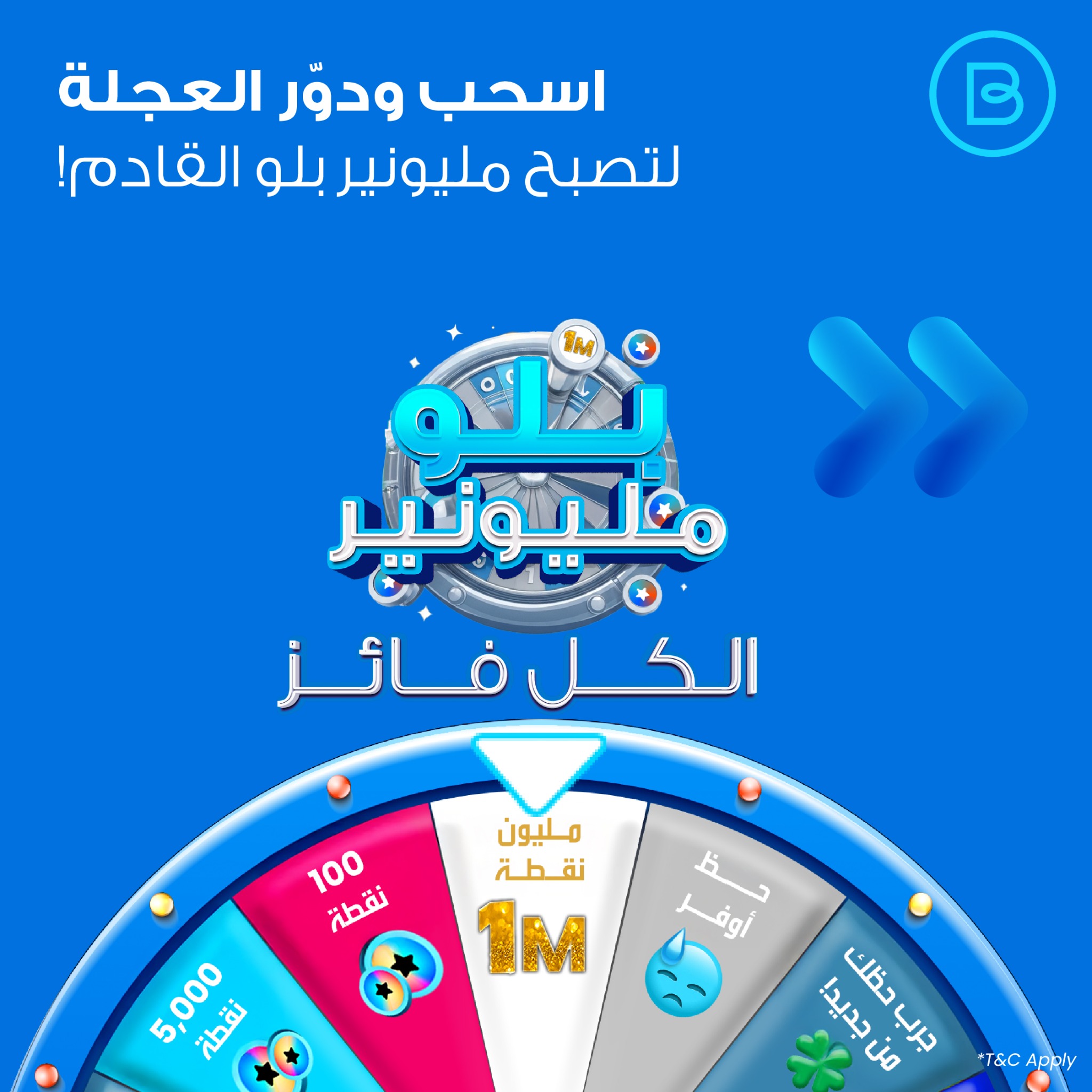 Blue Rewards Facebook ad: دوّر العجلة وعندك فرصة تربح لحد 1,000,000 نقطة…