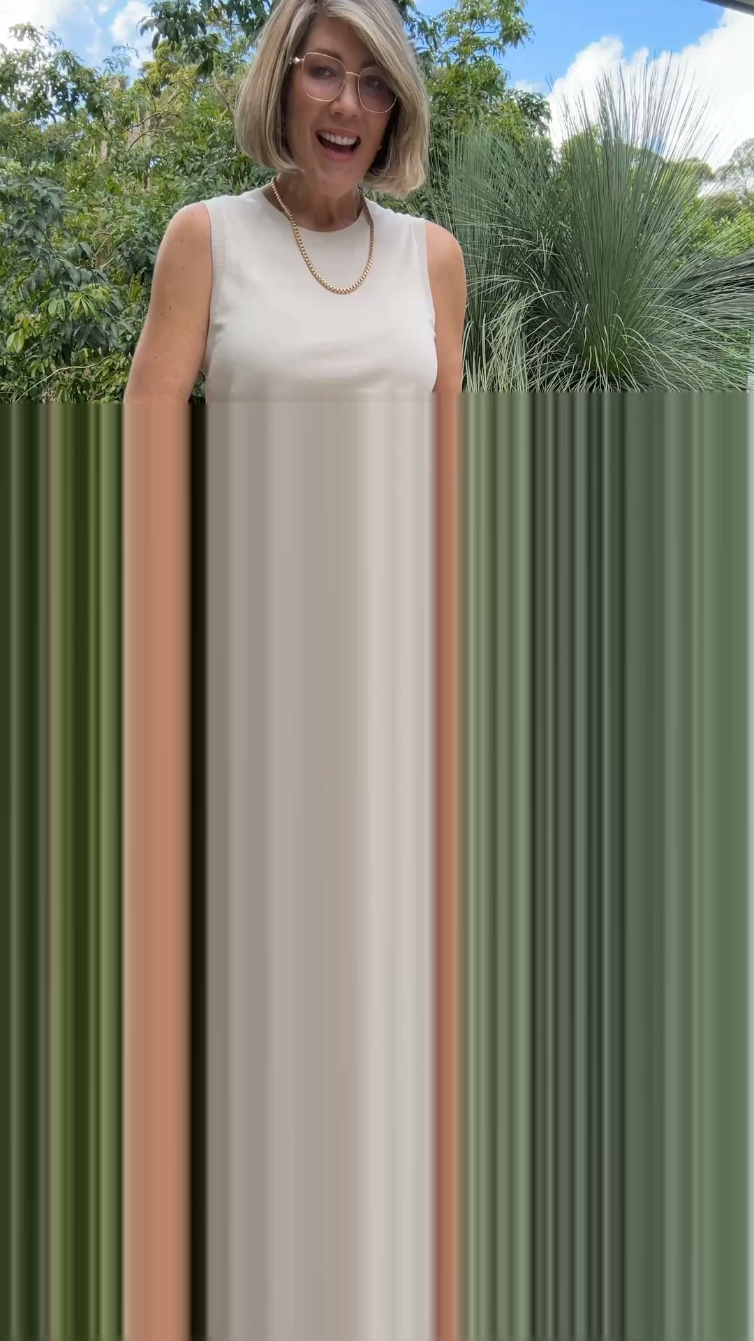 Blue Illusion Facebook ad: Tab Detail Linen Short - Camel Twill