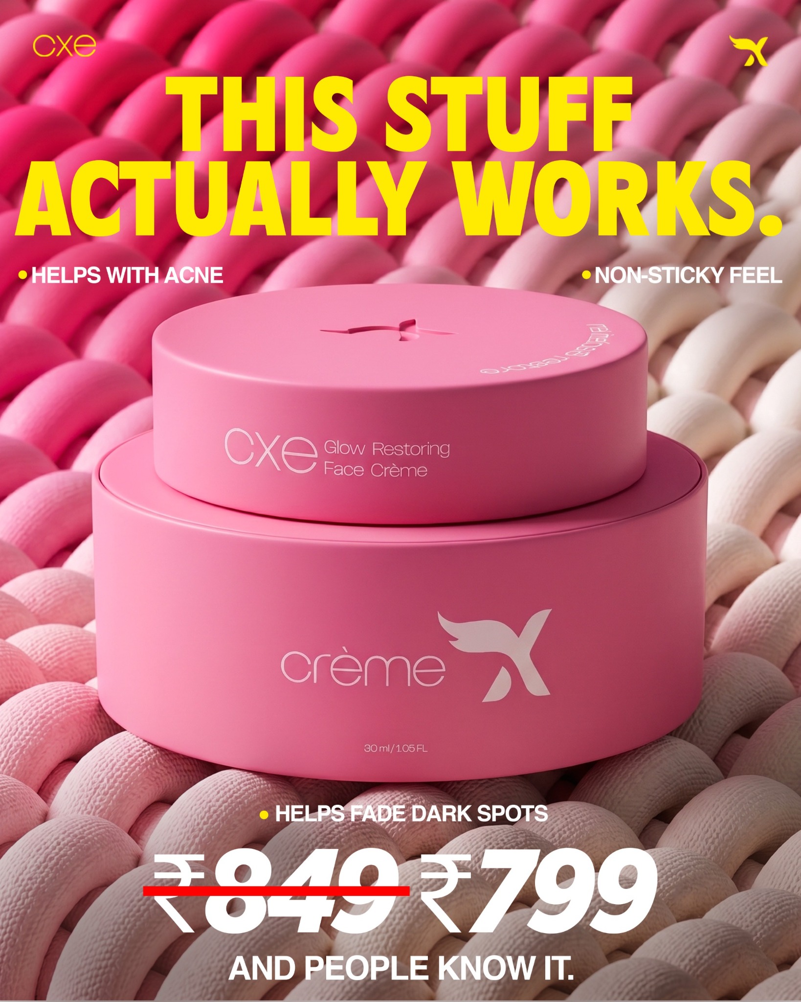Cream Xemirates Facebook ad: Ready To Glow