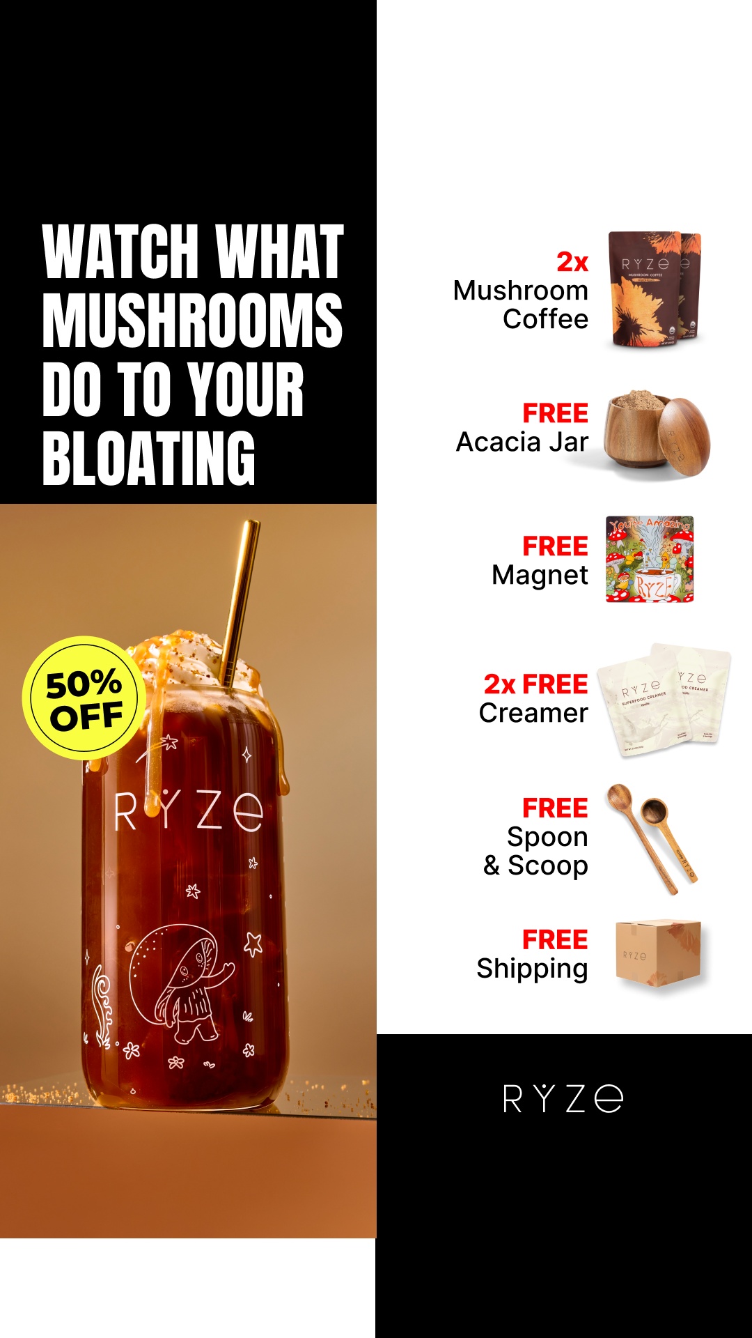 RYZE Superfoods Facebook ad: Pour Yourself a Better Cup of Coffee