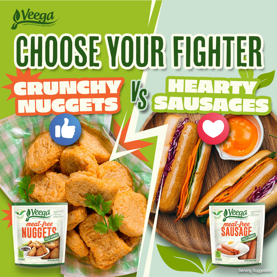 Veega Meat-Free Facebook ad: Are we going for crunchy Nuggets or hearty…