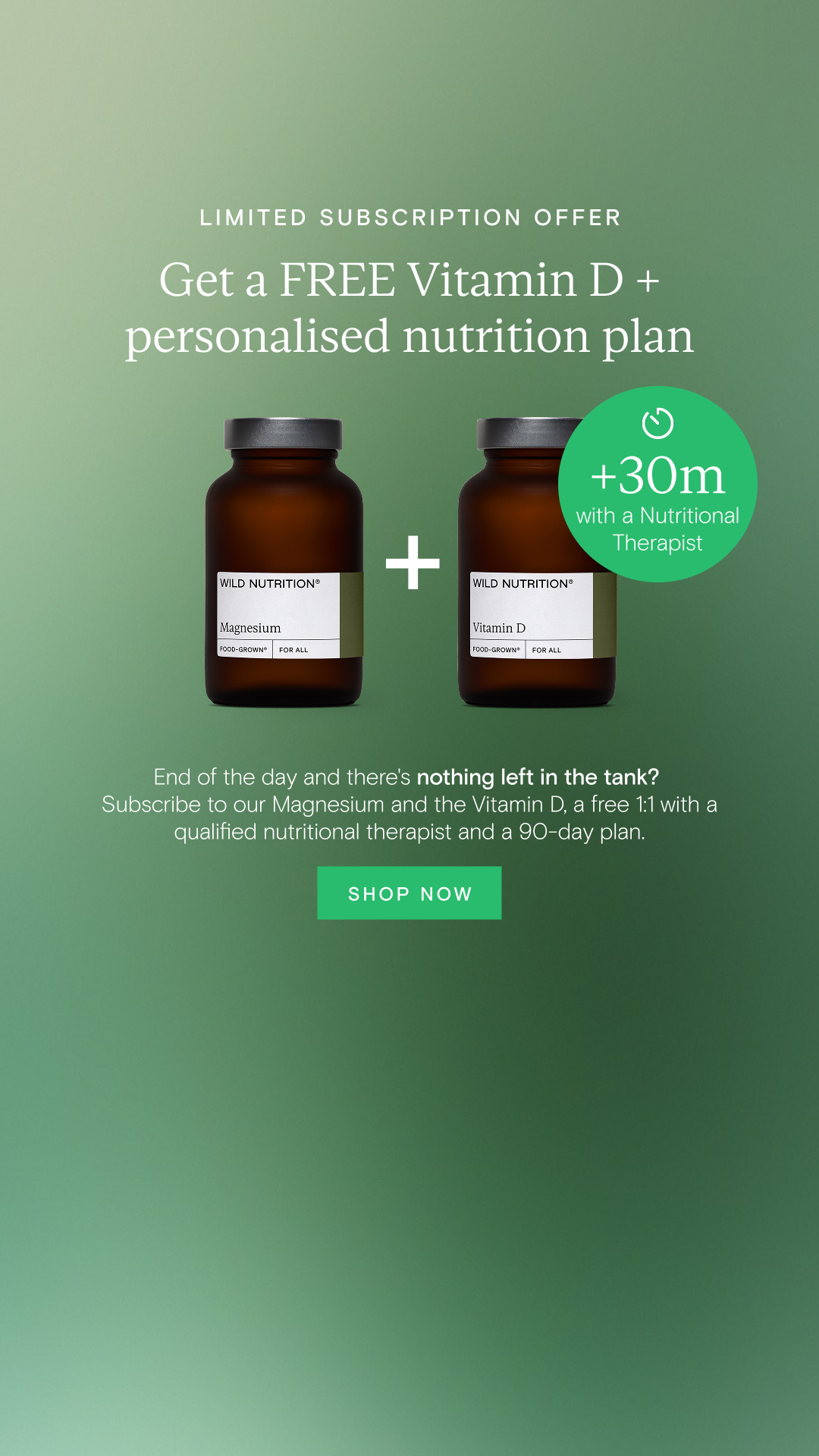 Wild Nutrition Facebook ad: Wind down, properly