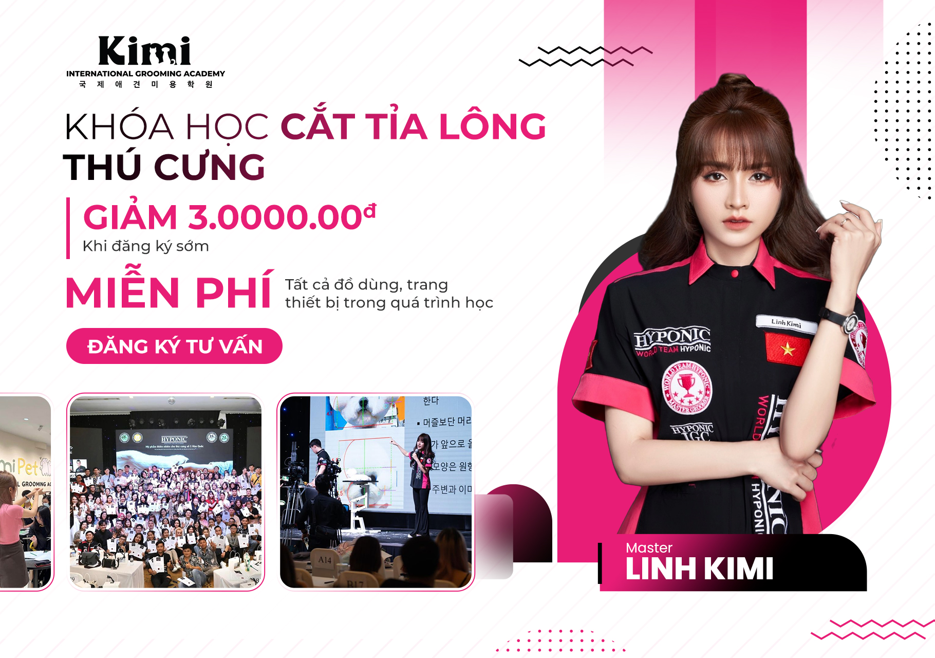 Linh Kimi - Học Viện Đào Tạo Kimi Pet Grooming Academy Facebook ad: KHÓA HỌC CẮT TỈA LÔNG CHÓ MÈO CHUYÊN…