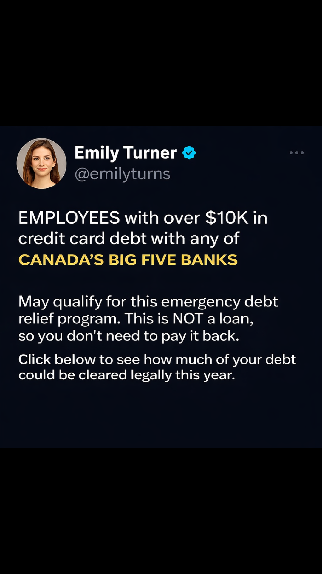 Debt Experts Canada Facebook ad