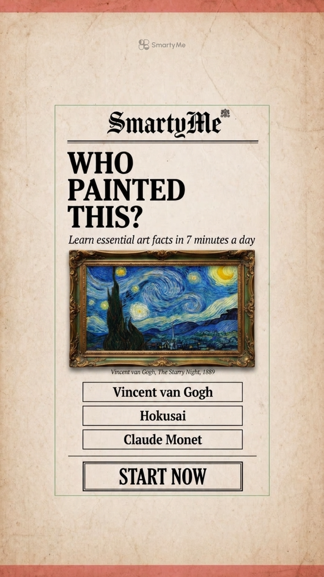 SmartyMe: Art Across Time Facebook ad: Unlock the Language of Art.