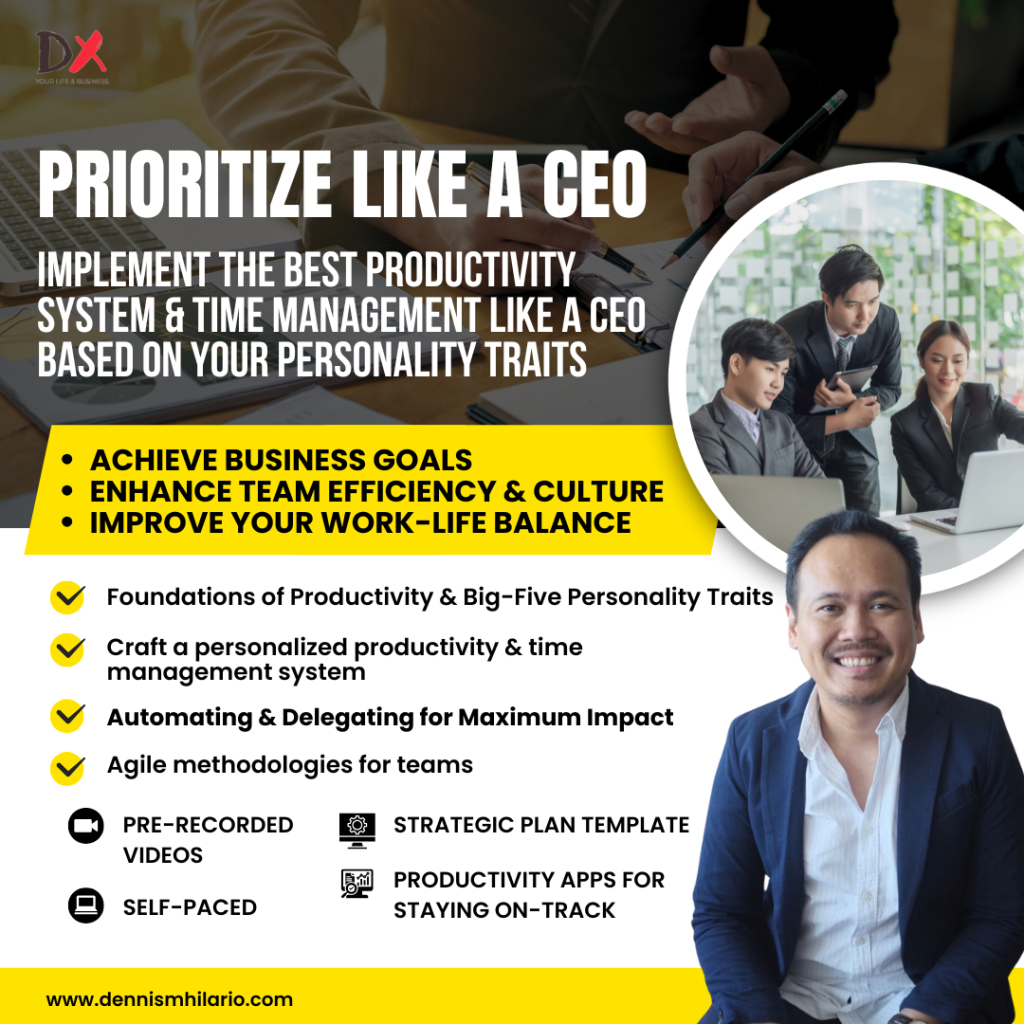 Dennis M. Hilario Facebook ad: Delegation, Planning, Agile. One Course.