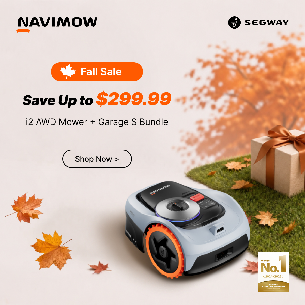Segway Navimow Facebook ad: Fall Sale: Save Up to $299.99 On i2 AWD