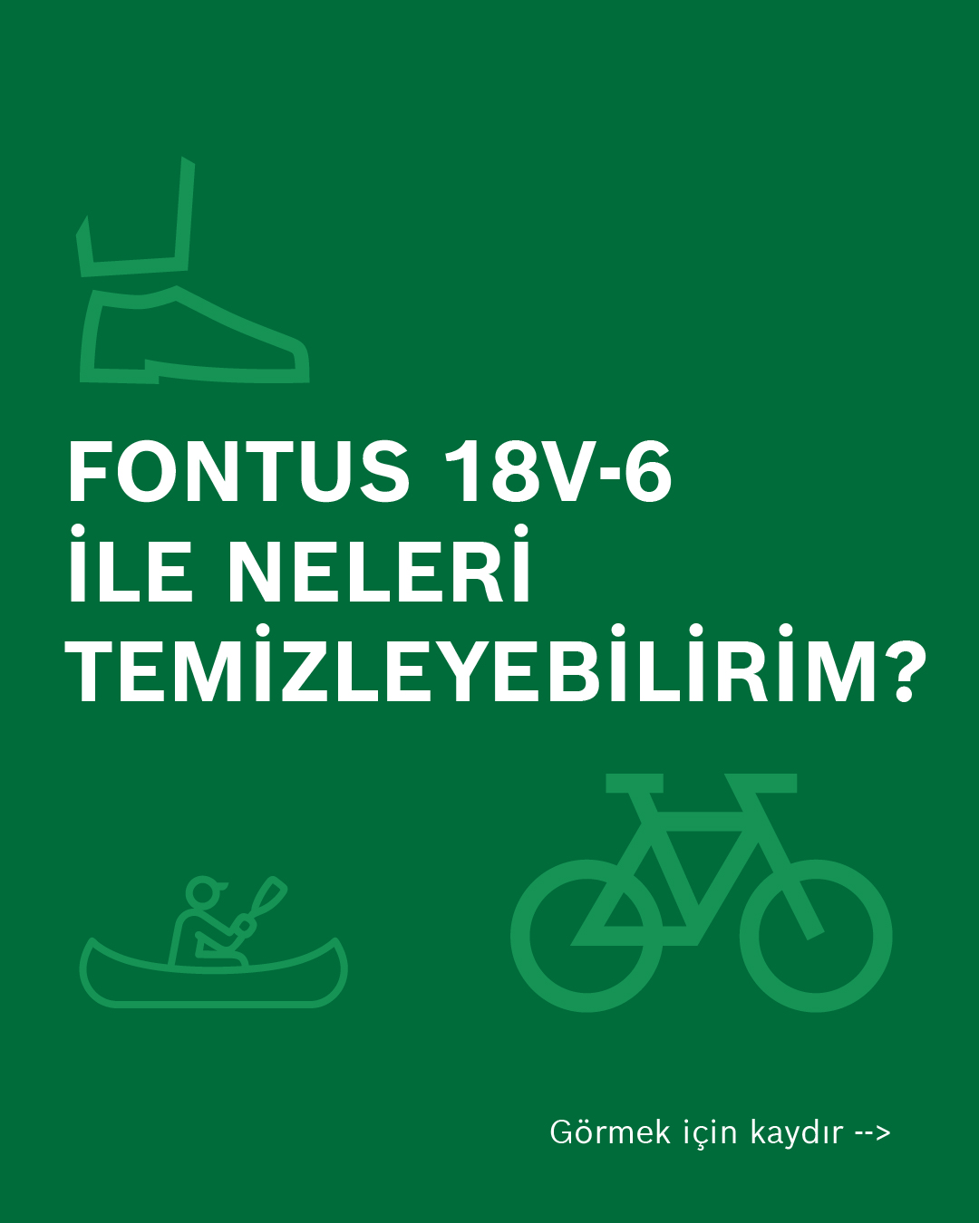 Bosch Türkiye Facebook ad: Bisikletten kamp ekipmanlarına, temizlik işi ondan sorulur.