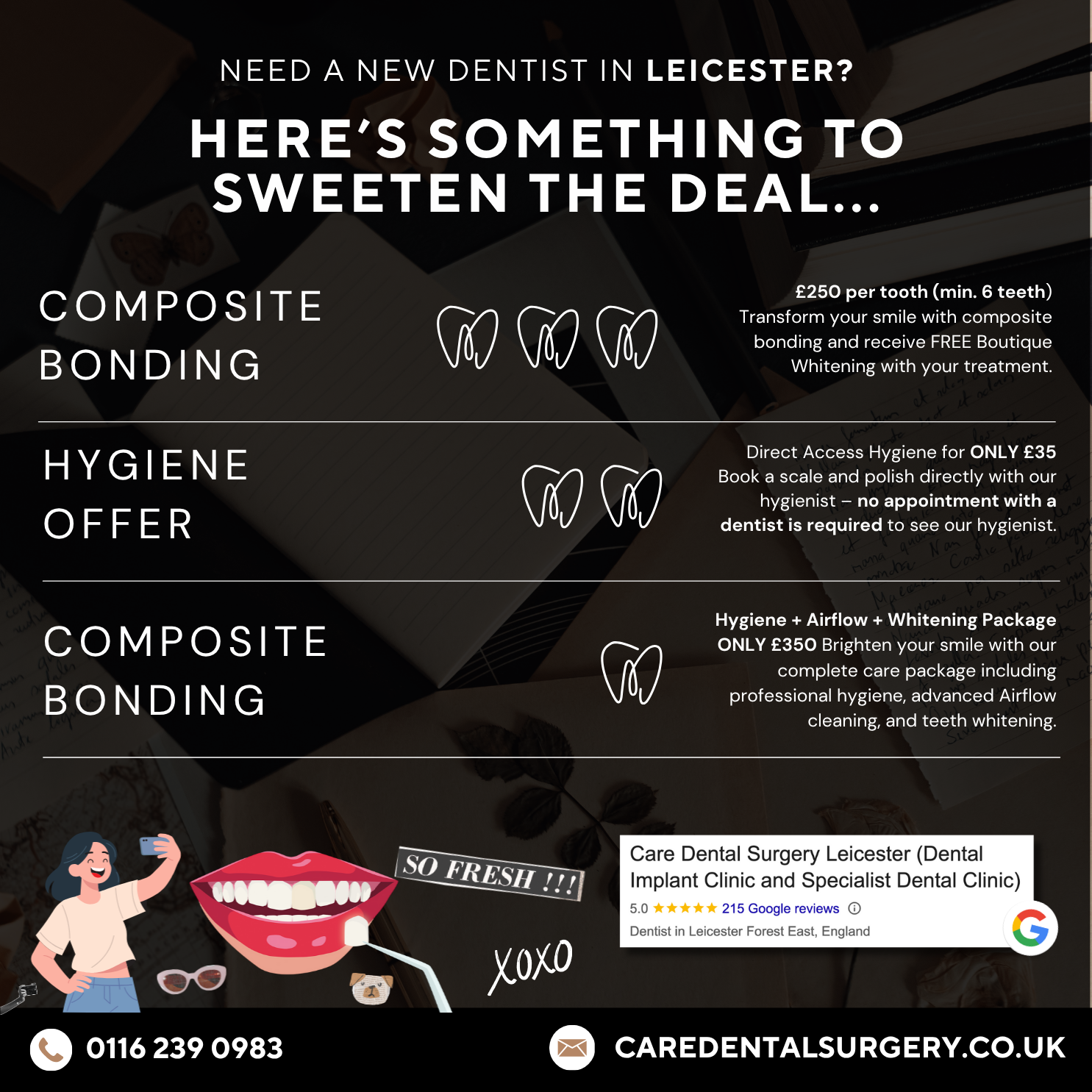 CARE Dental Leicester Facebook ad: Smile Makeovers from Just £350