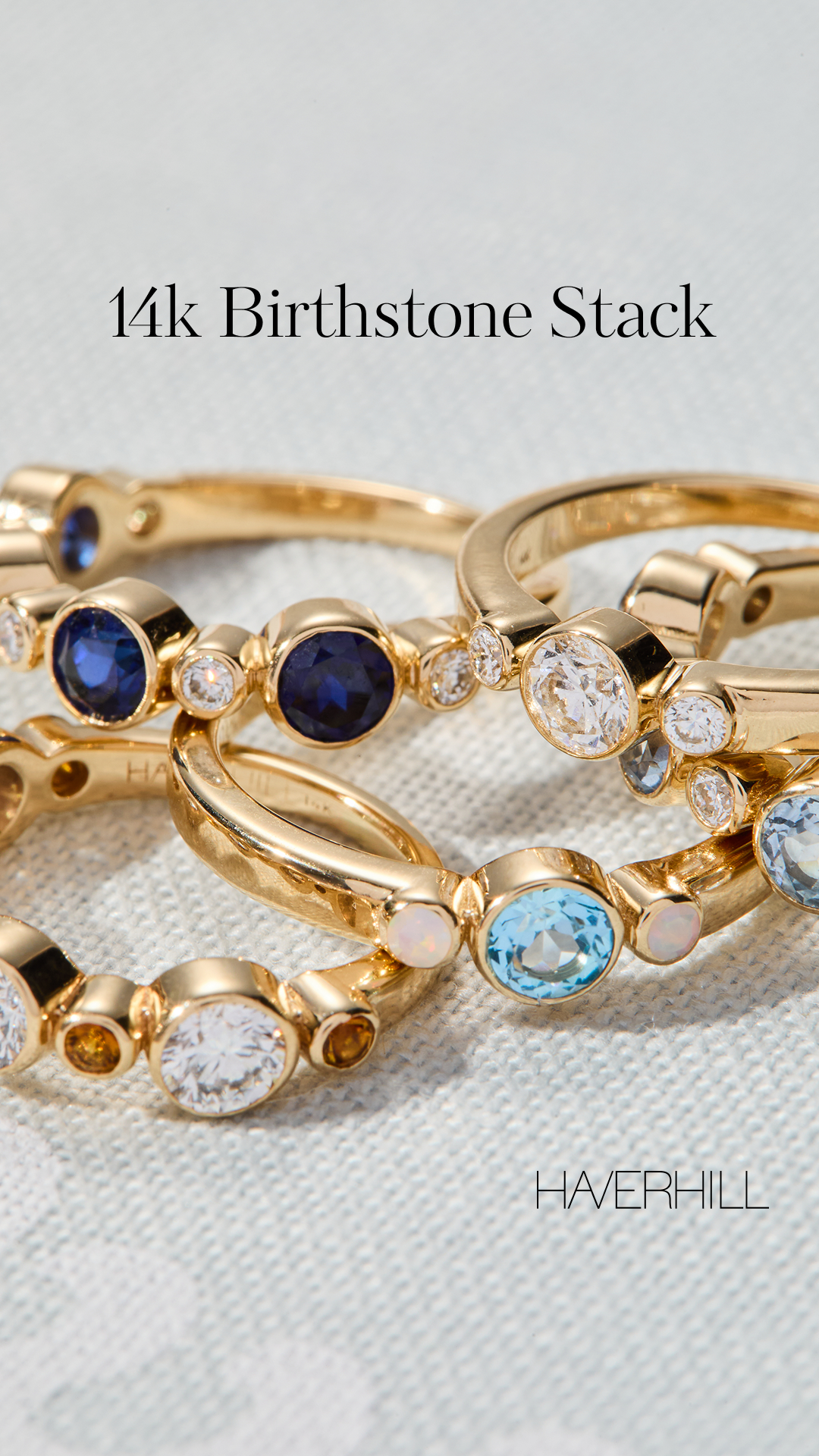 HAVERHILL Collection Facebook ad: 14k Gold Birthstone Jewelry