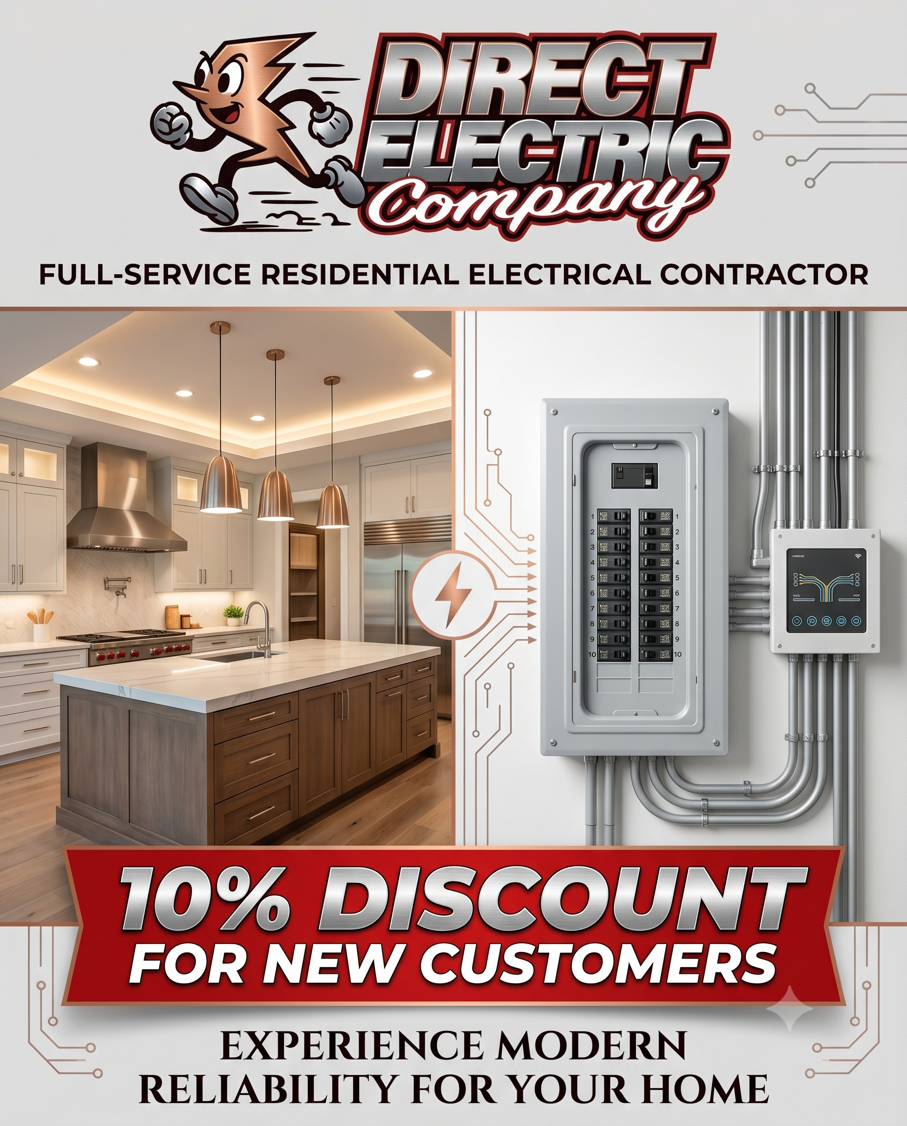 Direct Electric Company Facebook ad: Need an electrician but don't know who to…