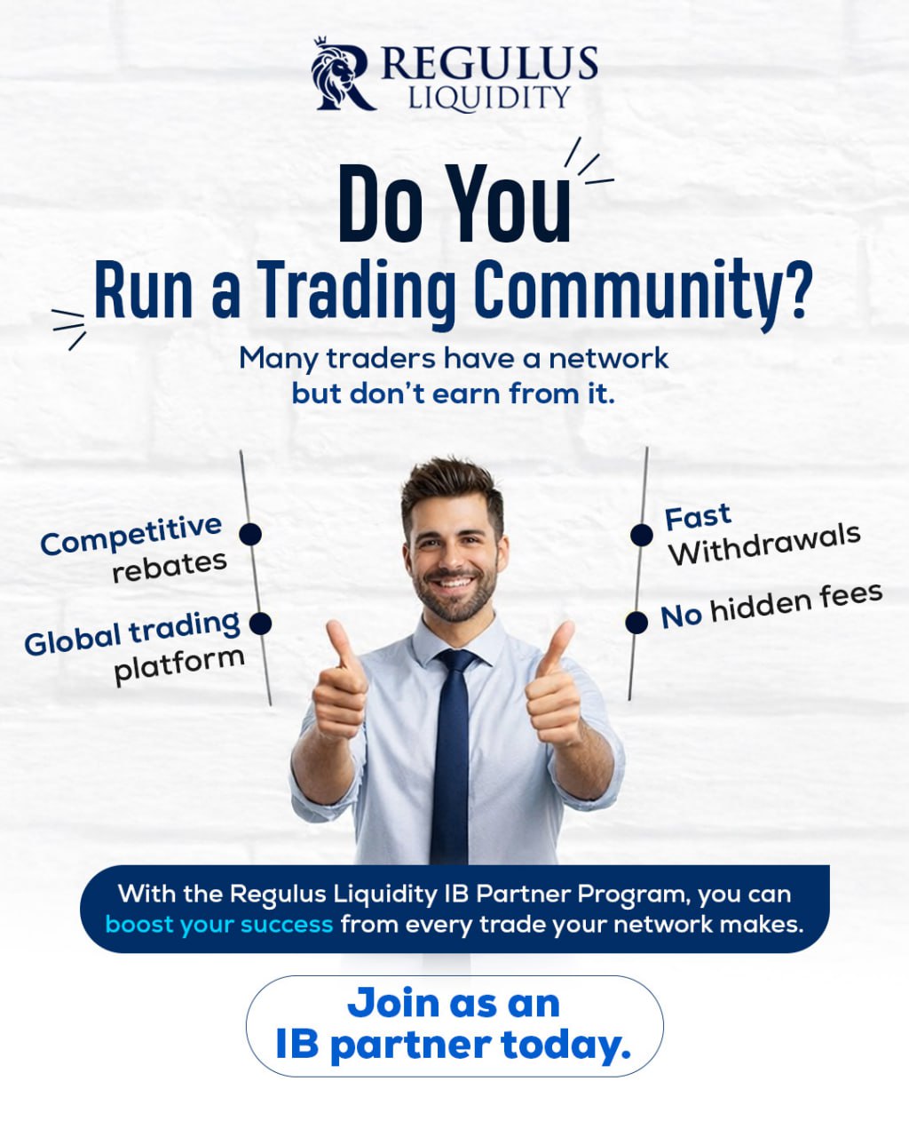 Regulus Liquidity Facebook ad: Use the Regulus Liquidity IB program to turn your network…
