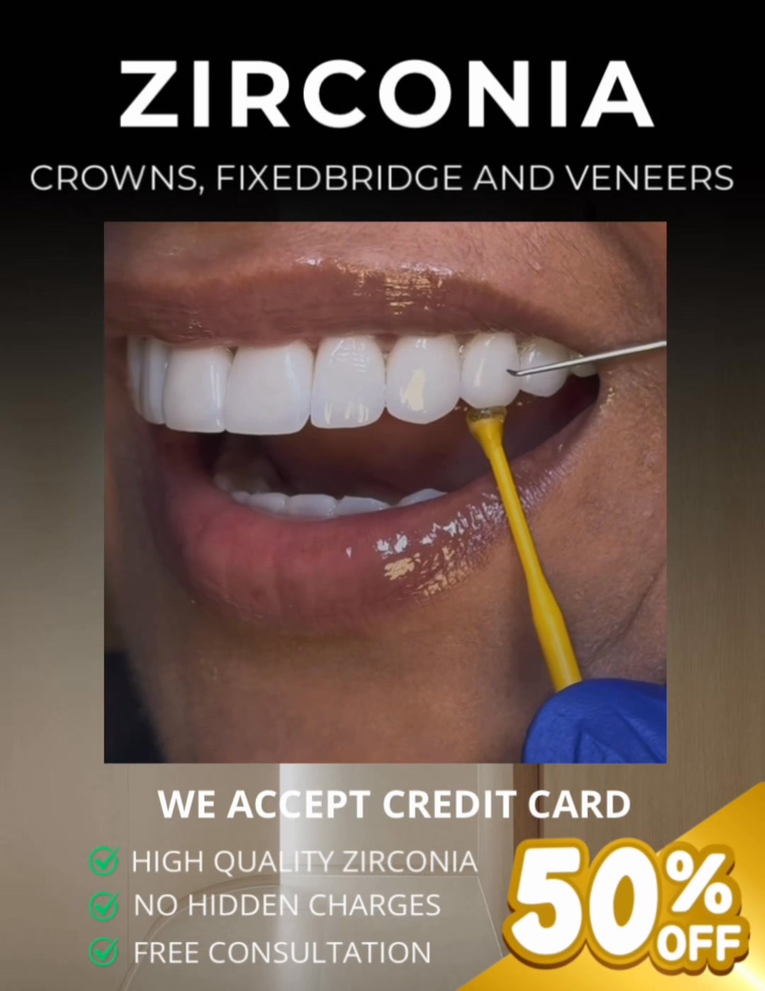 MK Dental Hub Facebook ad: WE ACCEPT CREDIT CARDS!