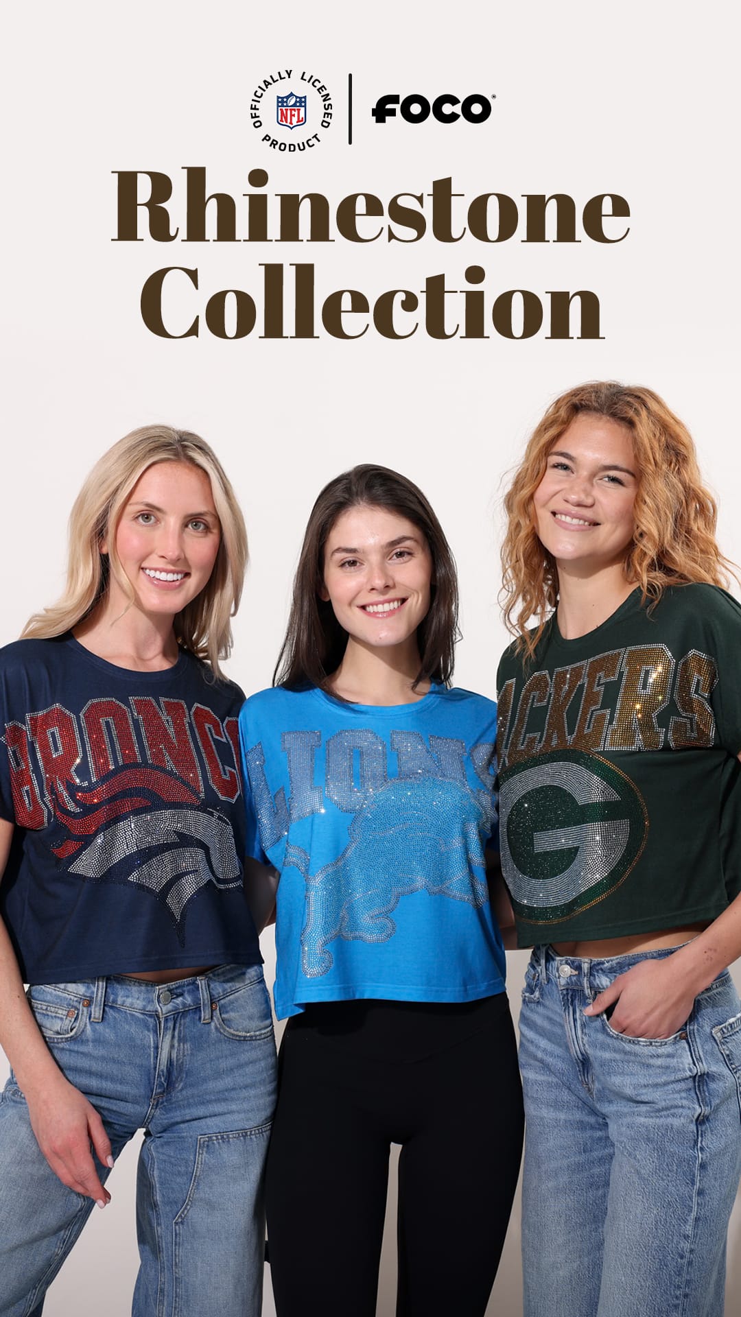 FOCO Facebook ad: NFL Rhinestone Crop Tops