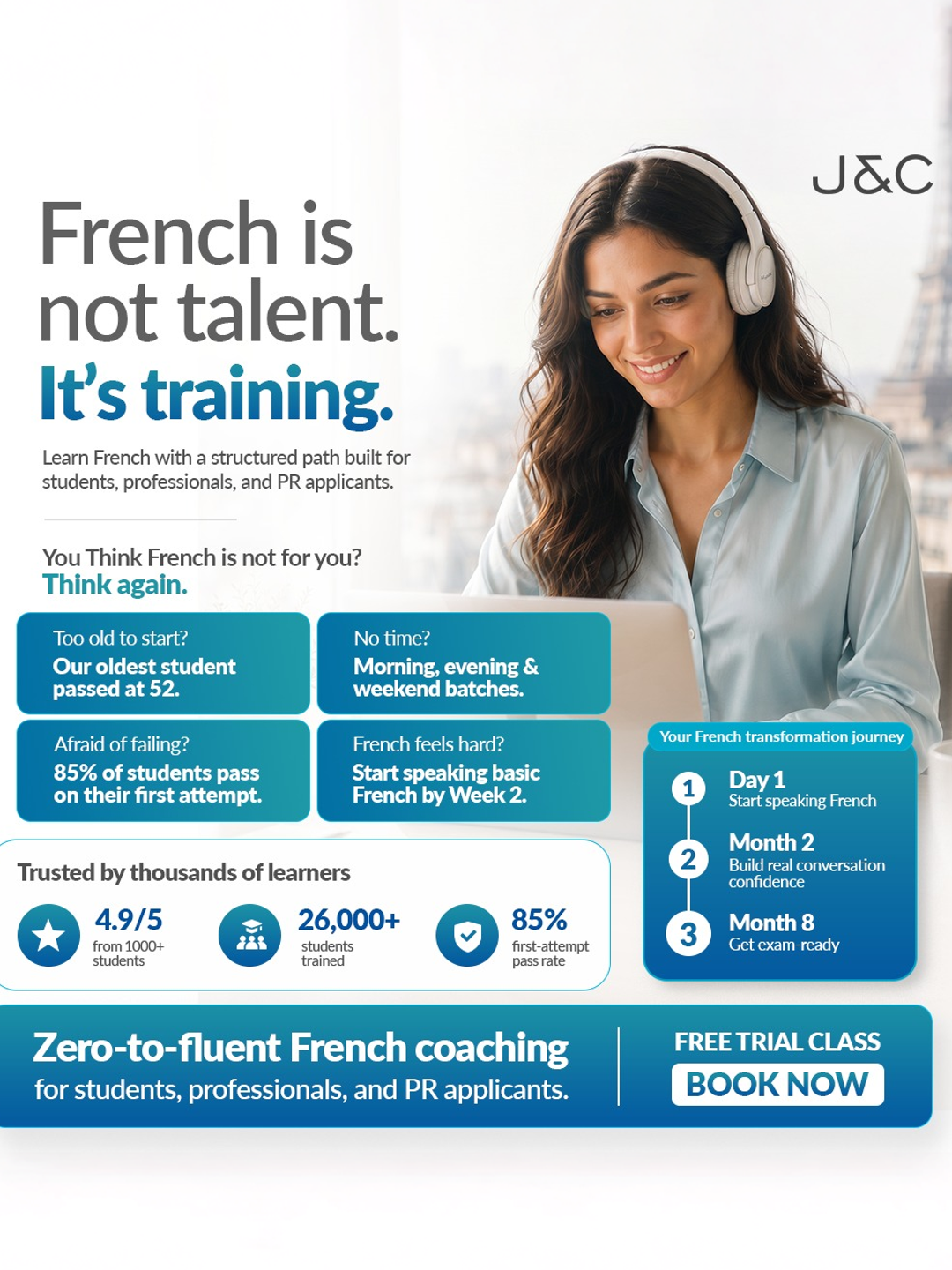 J&C Language School Facebook ad from Jul 10, 2026
