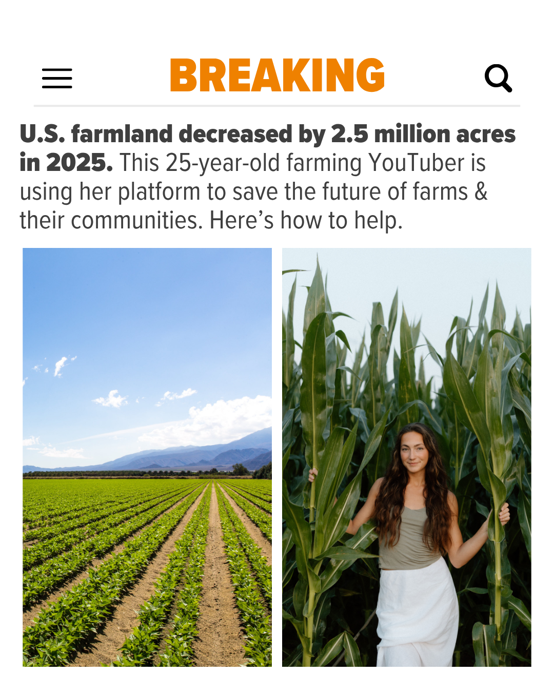 Laura Farms Facebook ad: Help Save the Future of Farming
