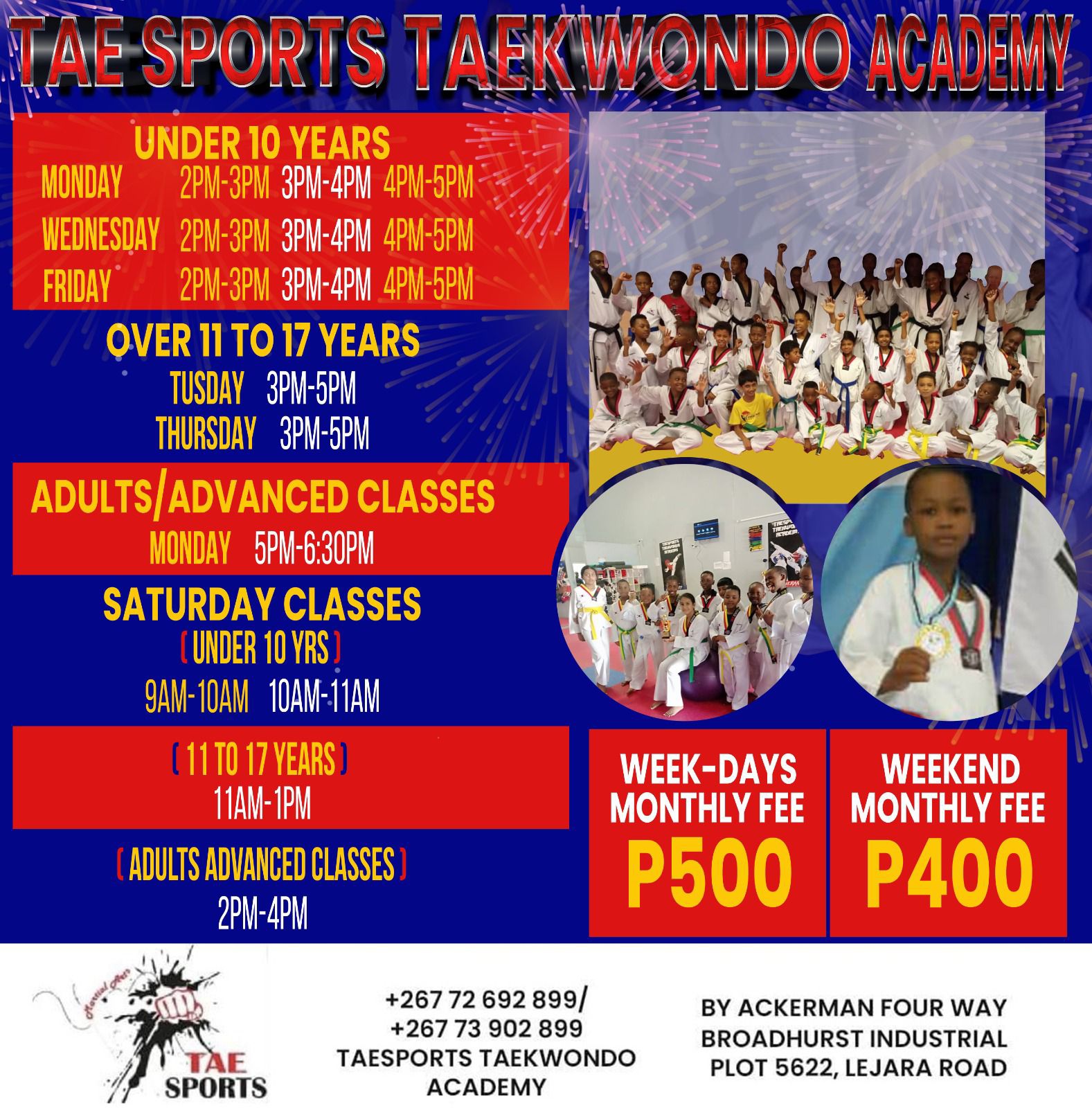 taesports Taekwondo academy Facebook ad from Mar 9, 2026