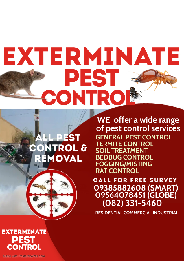 Exterminate Pest Control Services Davao Facebook ad: FREE SURVEY AND INSPECTION.