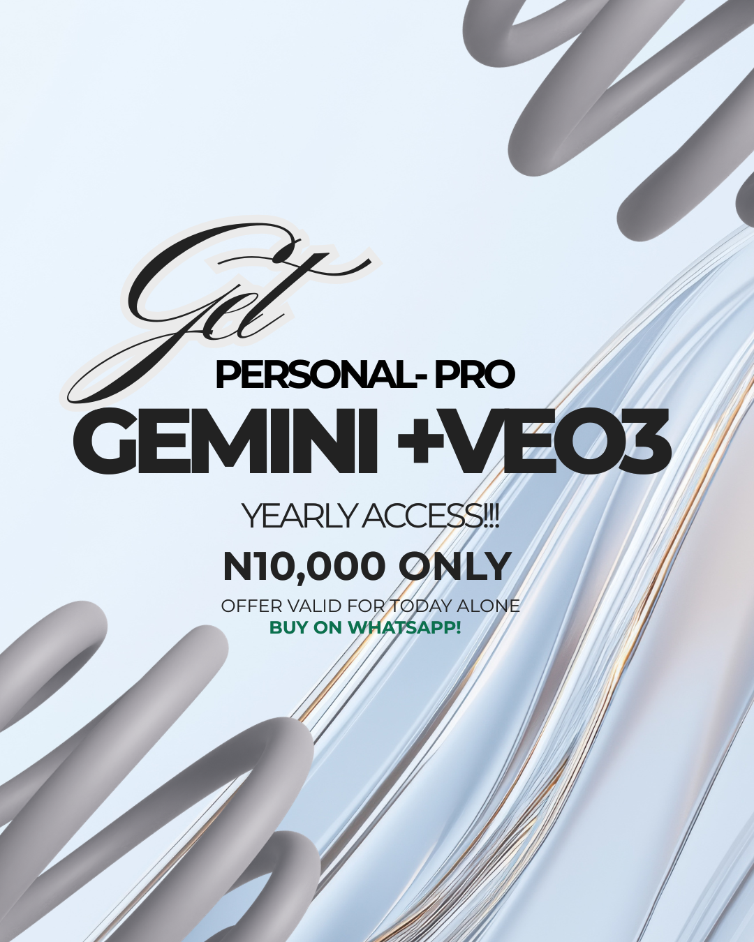 The Creative Academy Facebook ad: DO YOU KNOW YOU CAN GET GEMINI PRO + VEO 3 FOR JUST 10K…