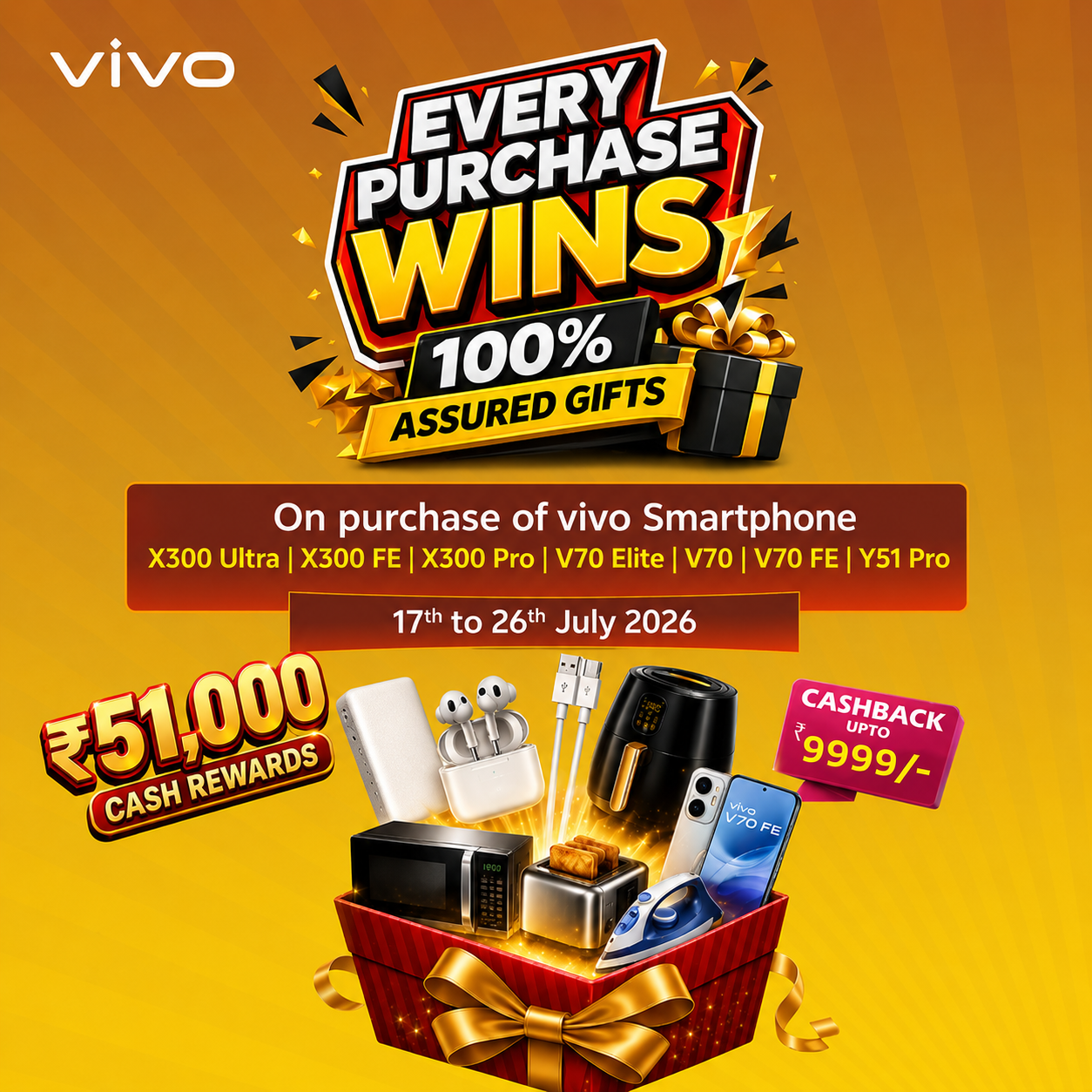 Vivo India Rajasthan Facebook ad: 100% Assured Gifts on vivo smartphone