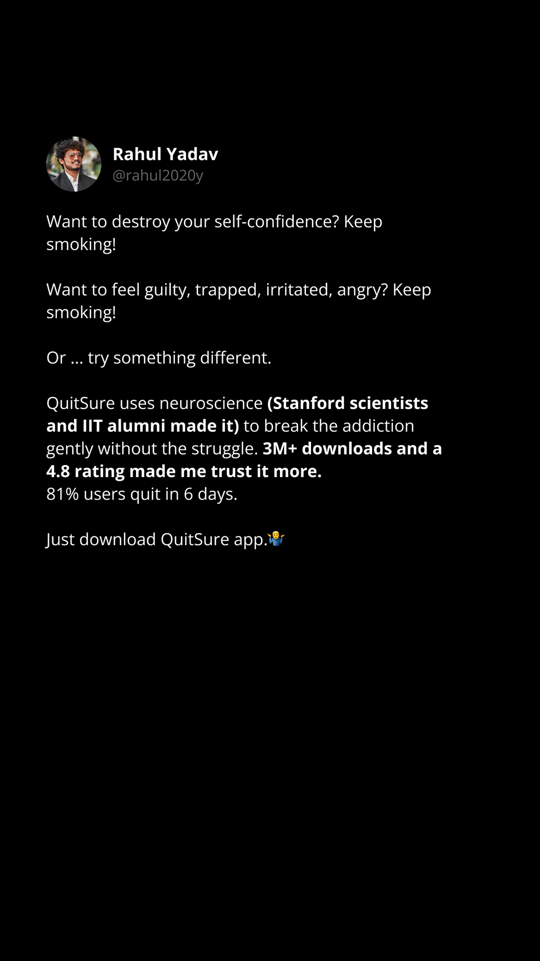 QuitSure - Quit Smoking Smartly Facebook ad
