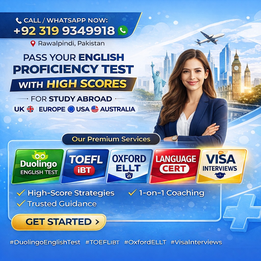 Oxford English test Facebook ad: **CALL / WHATSAPP NOW: +92 319 9349918**