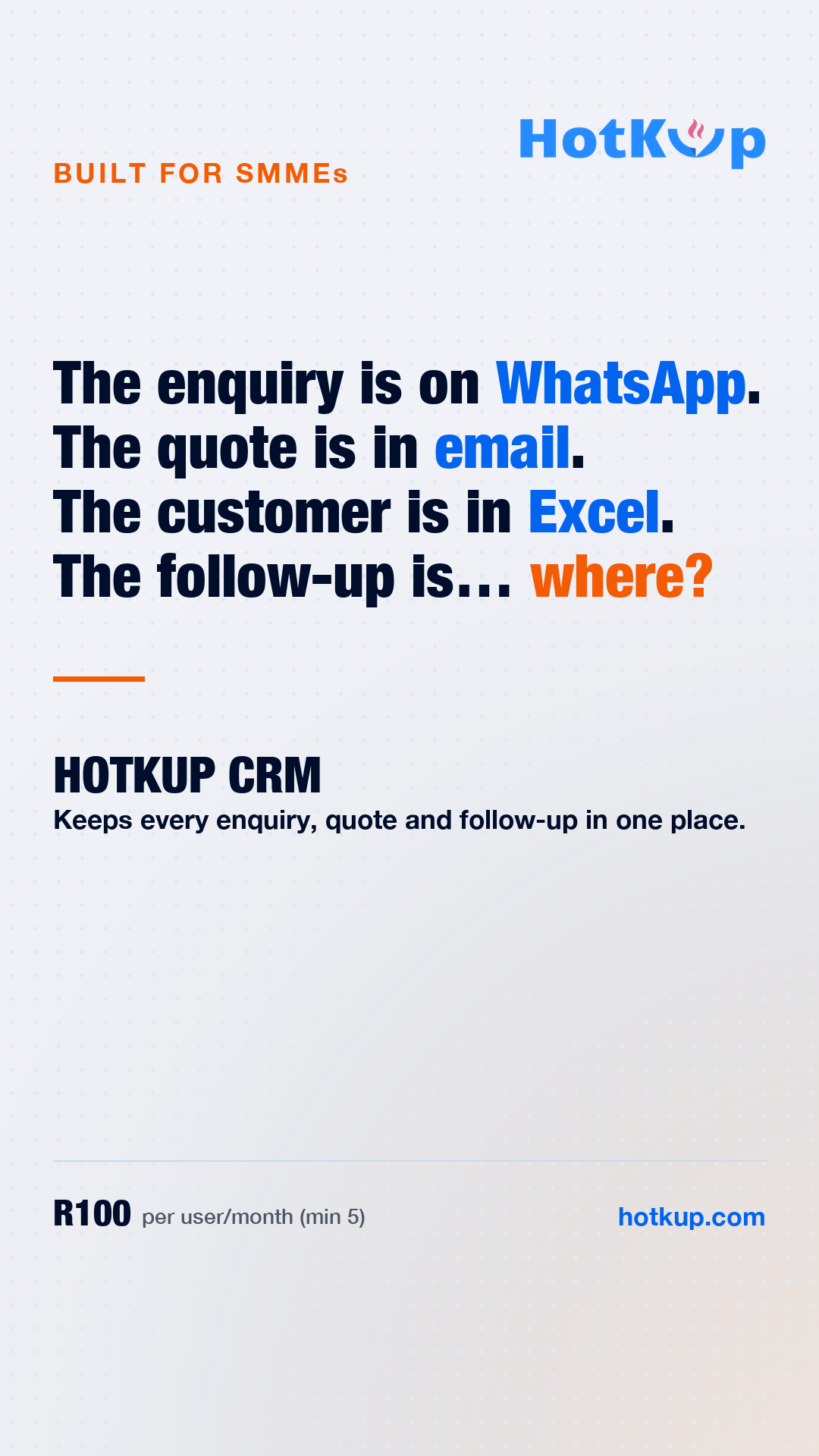 HotKup Facebook ad: Keep every sales follow-up on track.