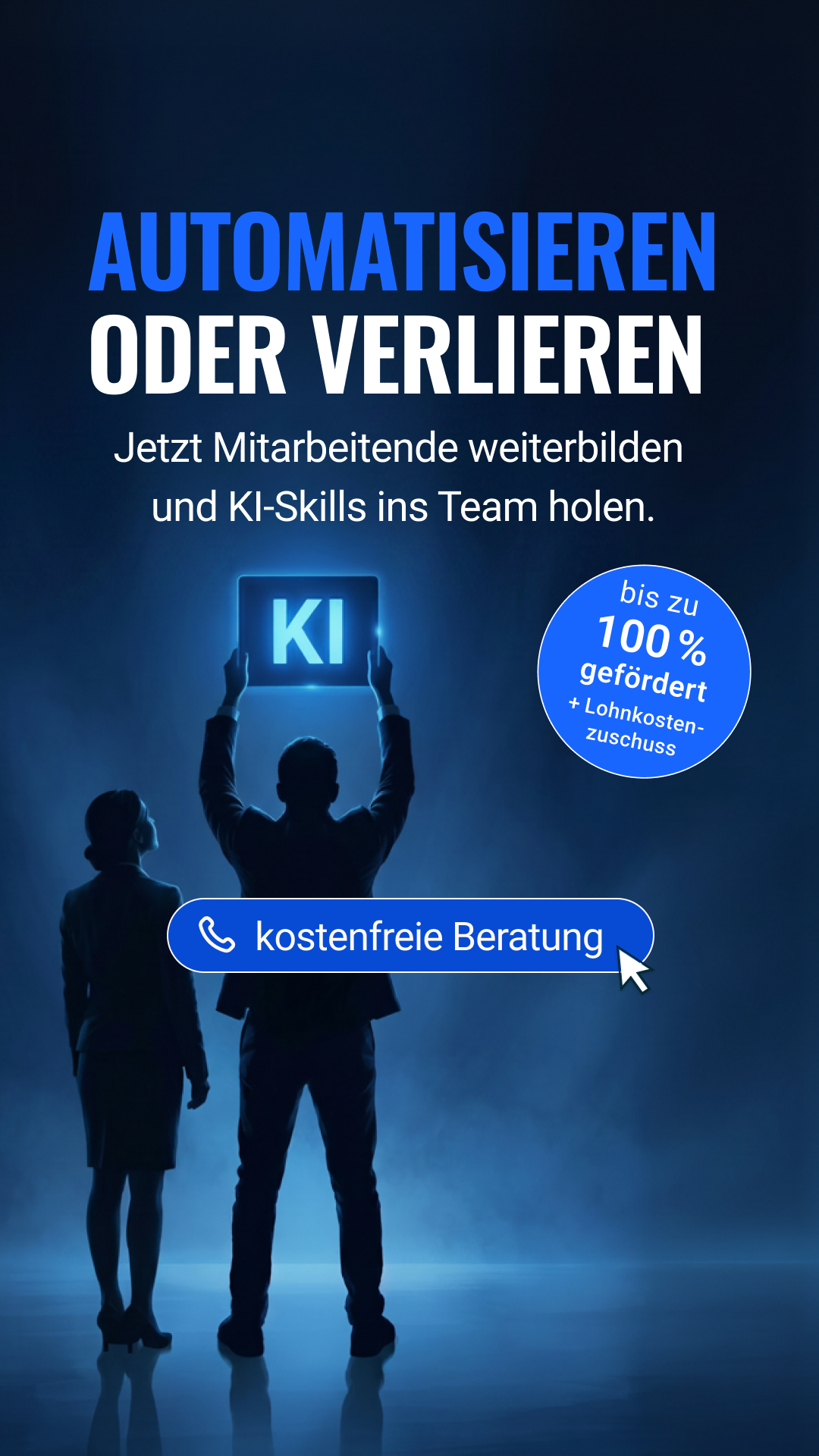 Distart Facebook ad: Geförderte KI-Weiterbildung für Unternehmen