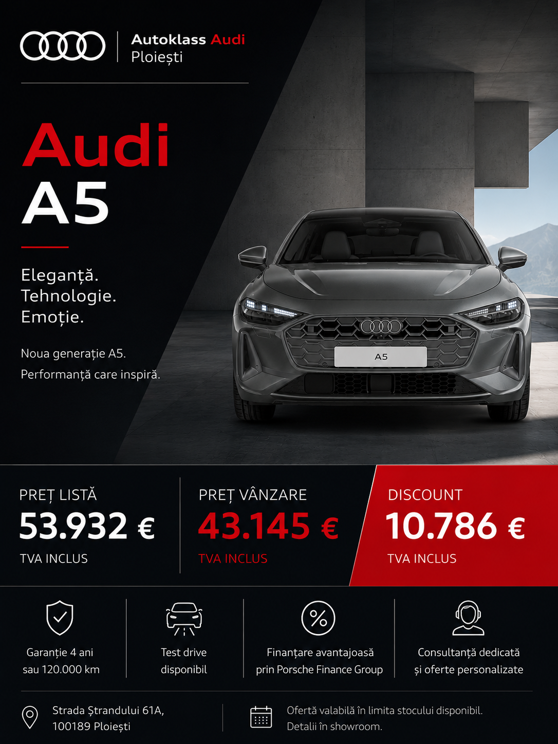 Audi Autoklass Ploiesti Facebook ad: Audi A5 | Avantaj client 10.786 €