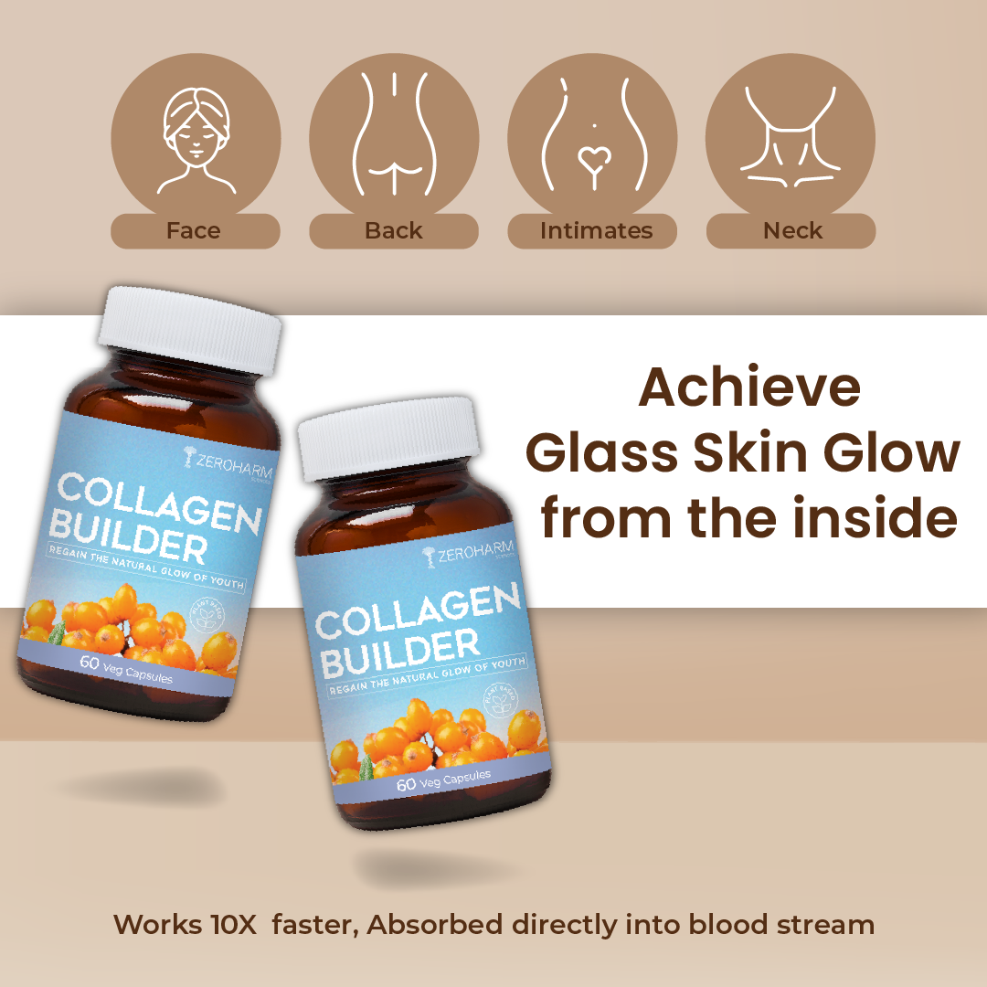 ZeroHarm Sciences UAE Facebook ad: Say Goodbye to Dull Skin with ZeroHarm Collagen Builder