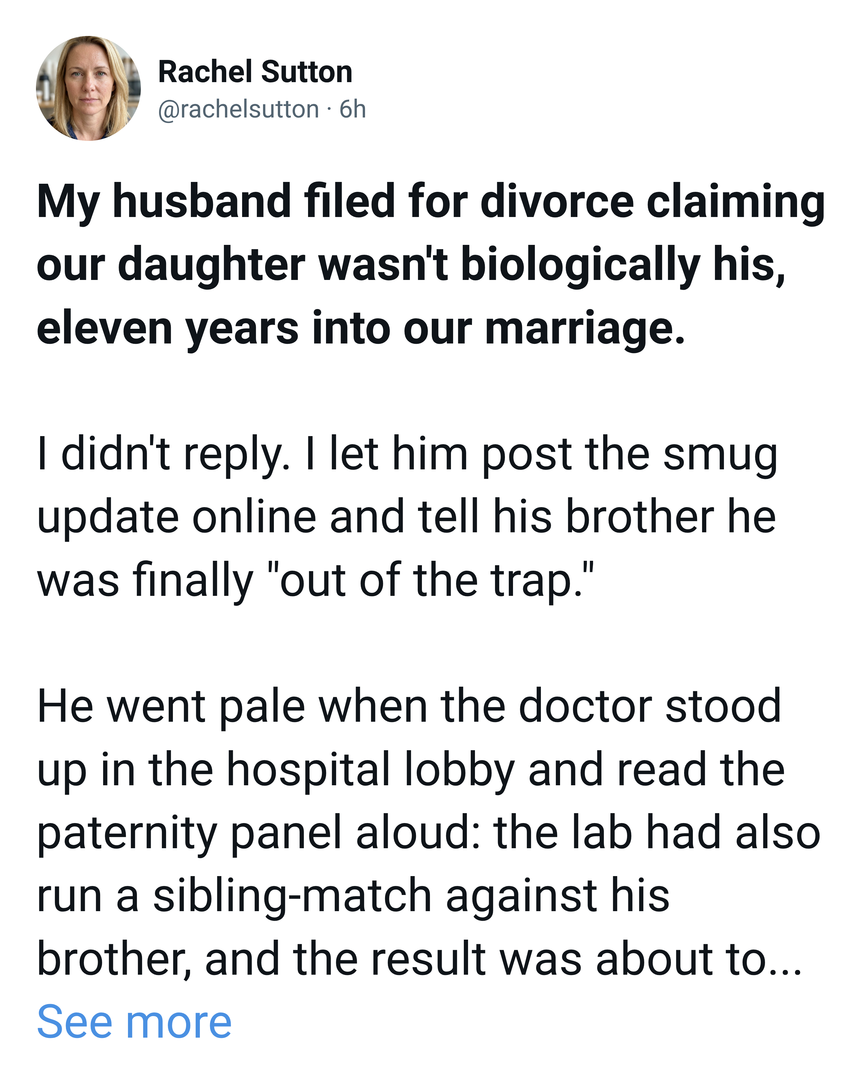 Mister-Story Facebook ad: My Husband Filed For Divorce Claiming Our Daughter Wasn't…