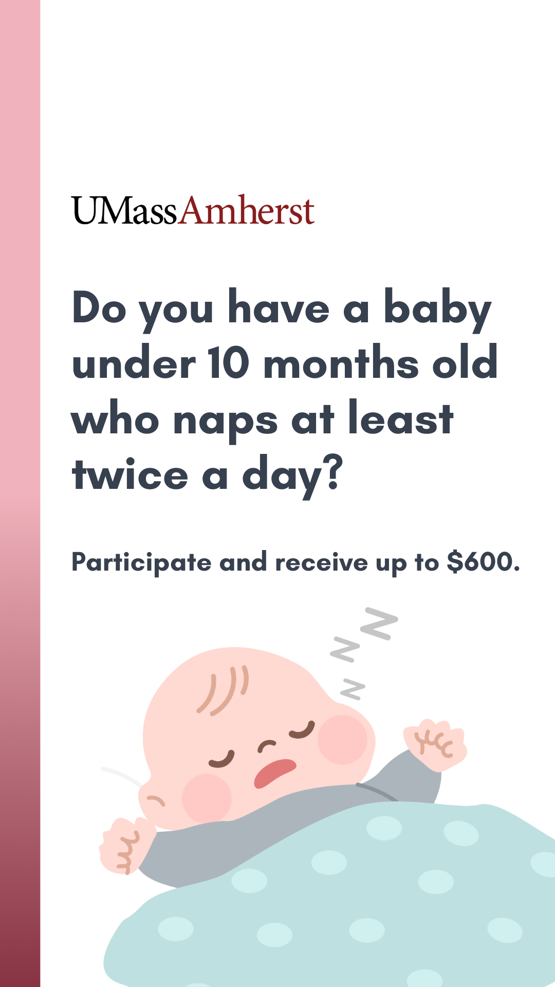 BuildClinical Massachusetts Studies Facebook ad: Infant Sleep Study around Amherst, MA