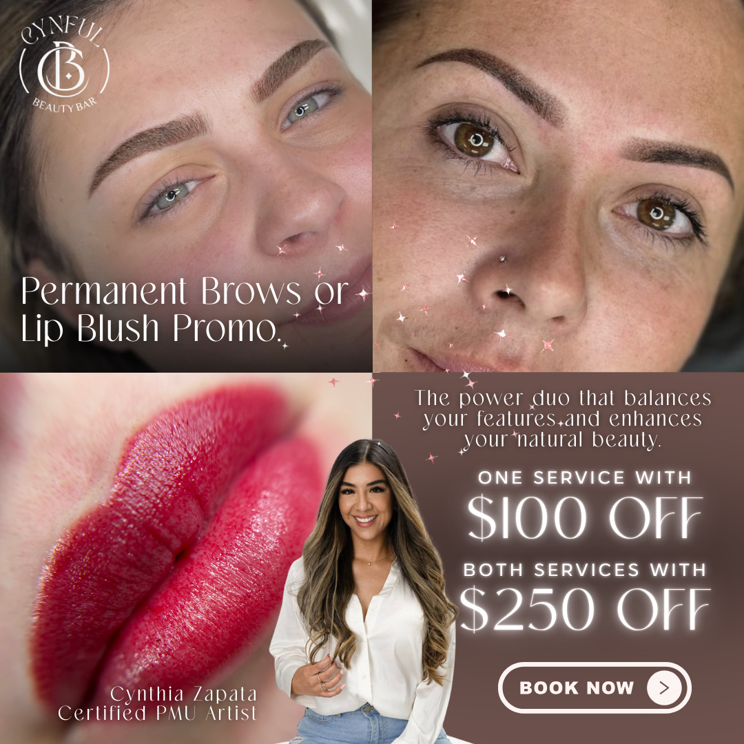 Cynful Beauty Bar Facebook ad: Permanent Brows & Lips $100 OFF!
