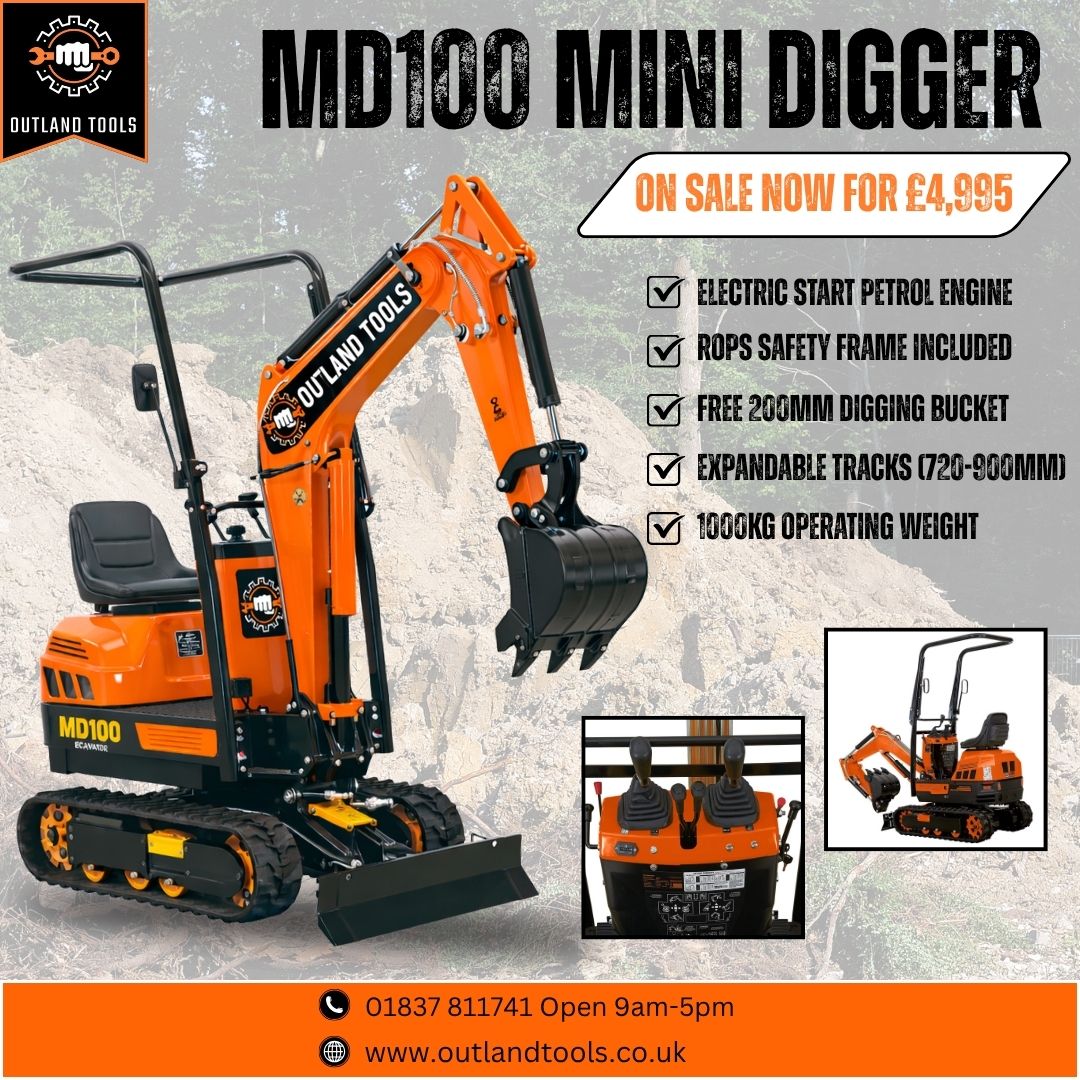 Outland Tools Facebook ad: INCREDIBLE VALUE, OUTLAND TOOLS MD100 MINI DIGGER!