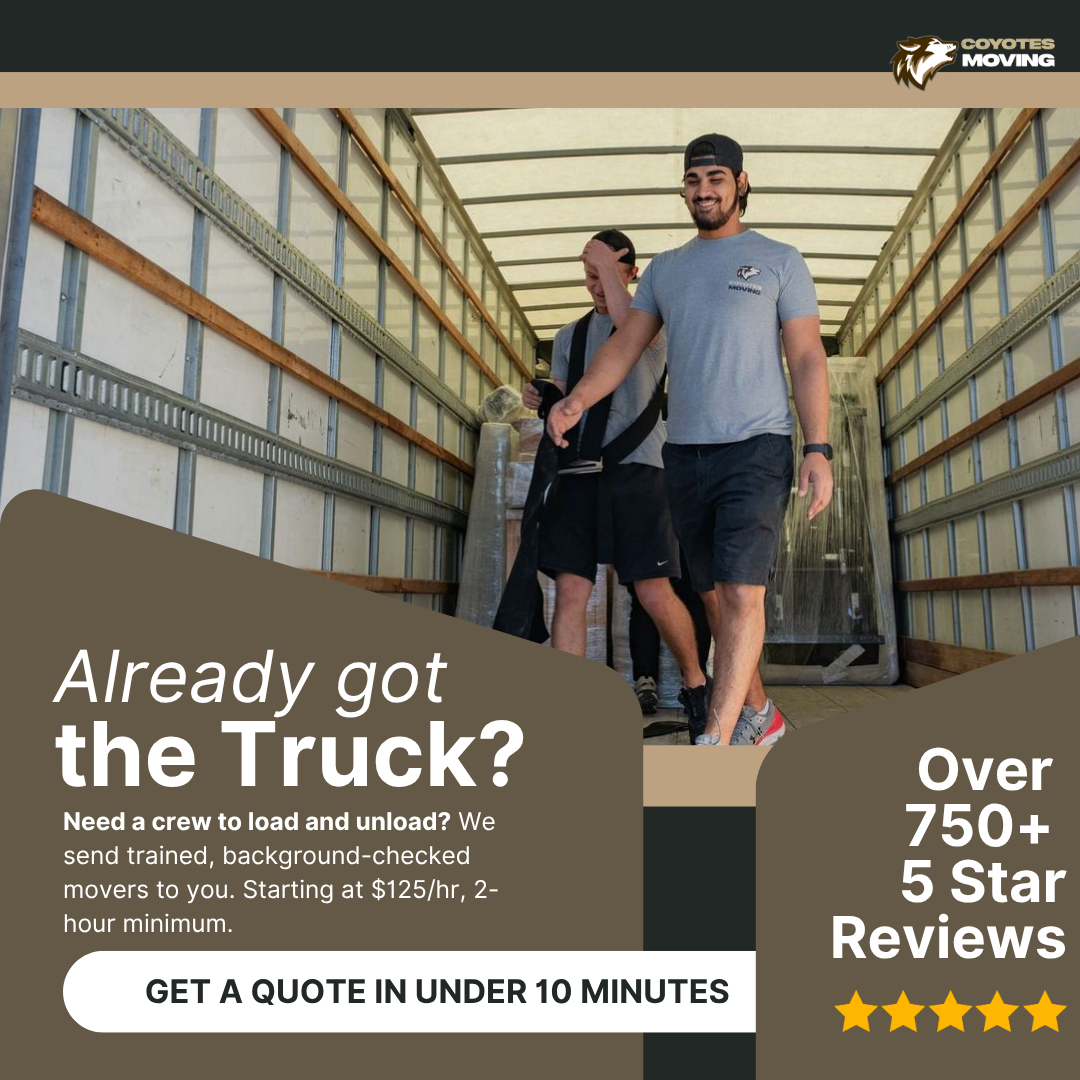 Coyotes Moving Facebook ad: Labor From $125/Hr. No Hidden Fees.