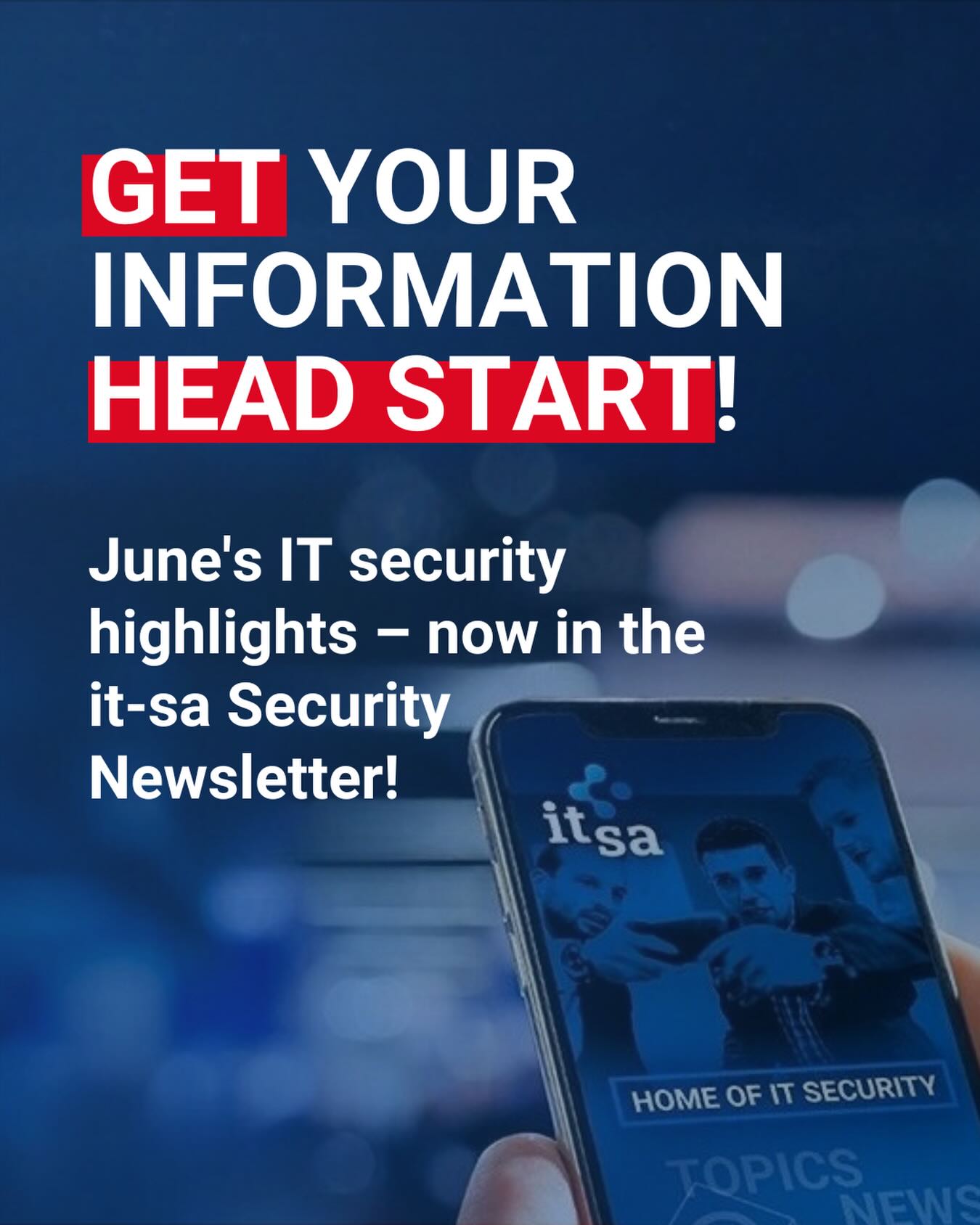it-sa home of it security Facebook ad: The new it-sa newsletter is out.