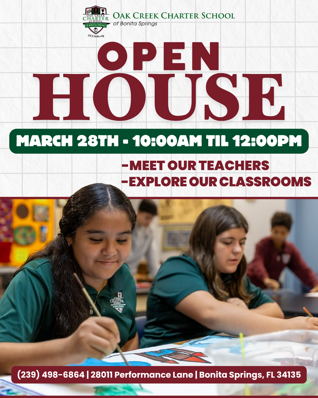 Oak Creek Charter School of Bonita Springs Facebook ad: Join Our Open House at Oak Creek!