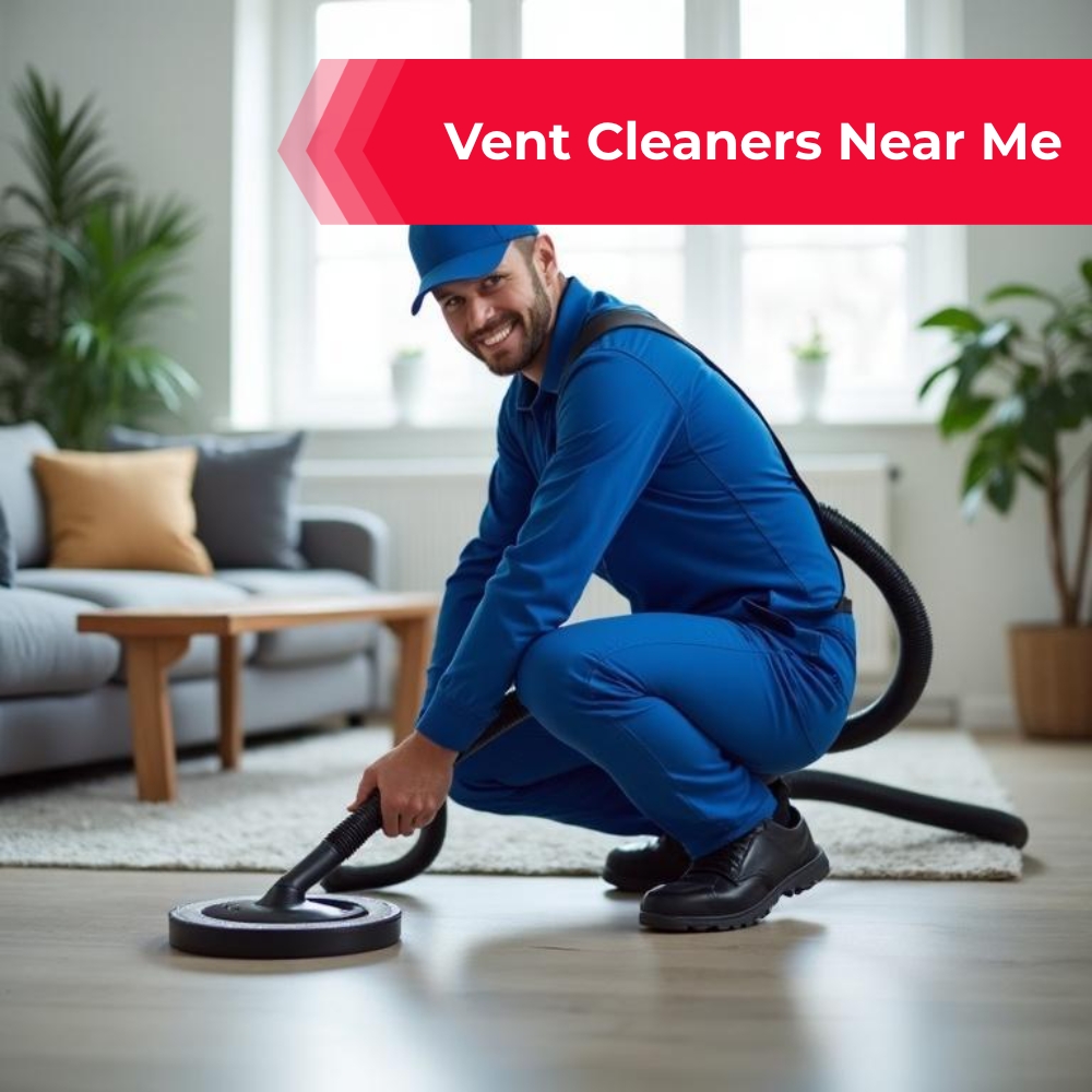 Thesearchhound Starburst Facebook ad: Vent Cleaners Near Me. Cleaner Vents, Happier Home!