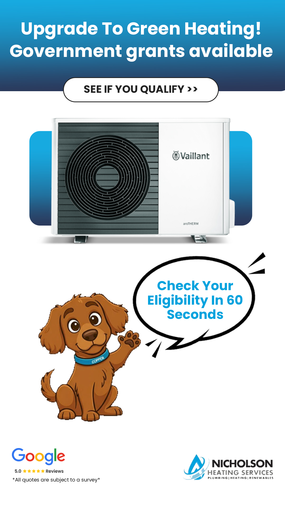 Nicholson Heating Services Facebook ad from May 8, 2026