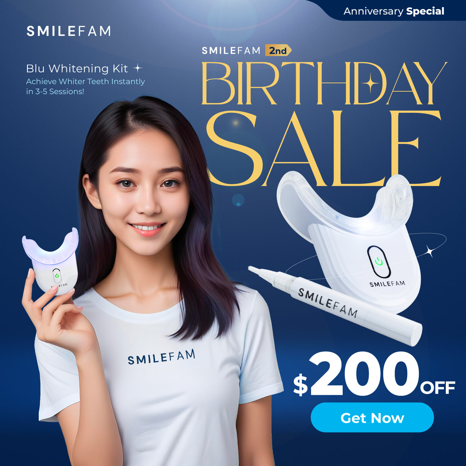 SmileFam Facebook ad: Anniversary Special Offer! Extra 12% OFF Your First…