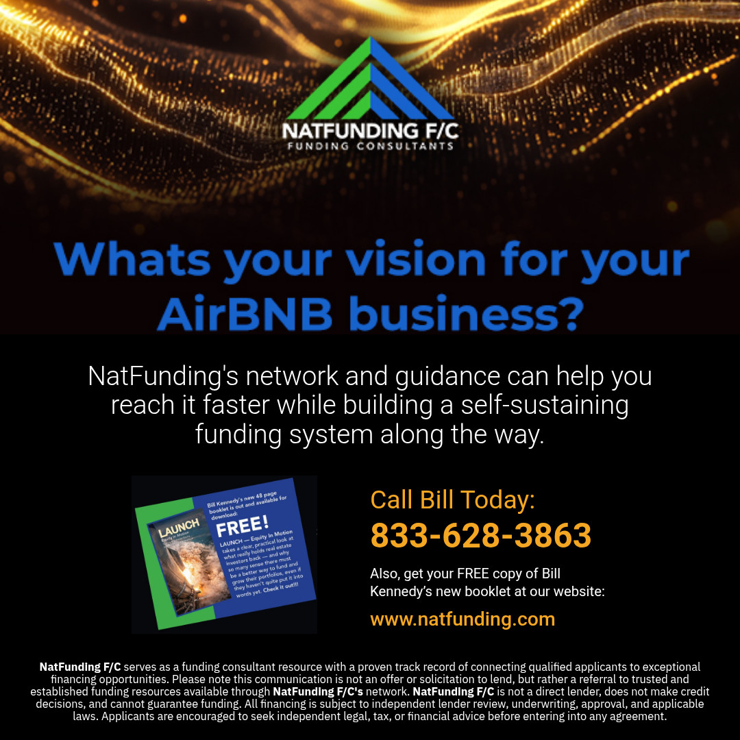 NatFunding FC LLC Facebook ad: Unlock Equity To Fund Your Next Airbnb