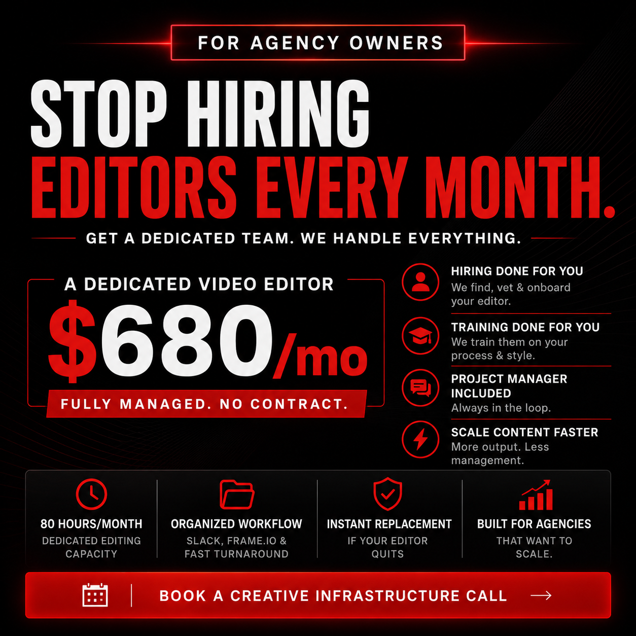 Filmzya Productions Facebook ad: A Full-Time Dedicated Video Editor Inside Your Agency…
