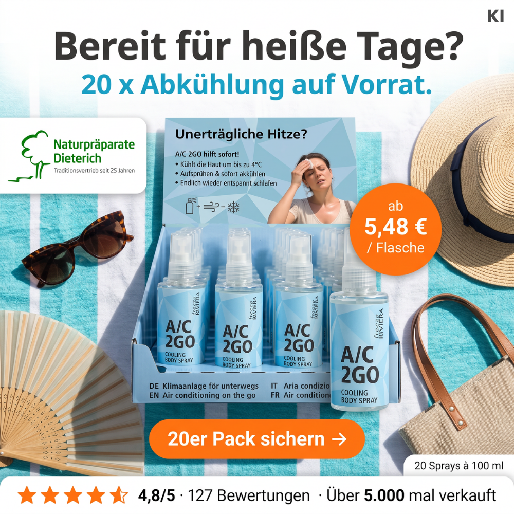 Naturpräparate Dieterich Facebook ad: Klimaanlage zum Mitnehmen