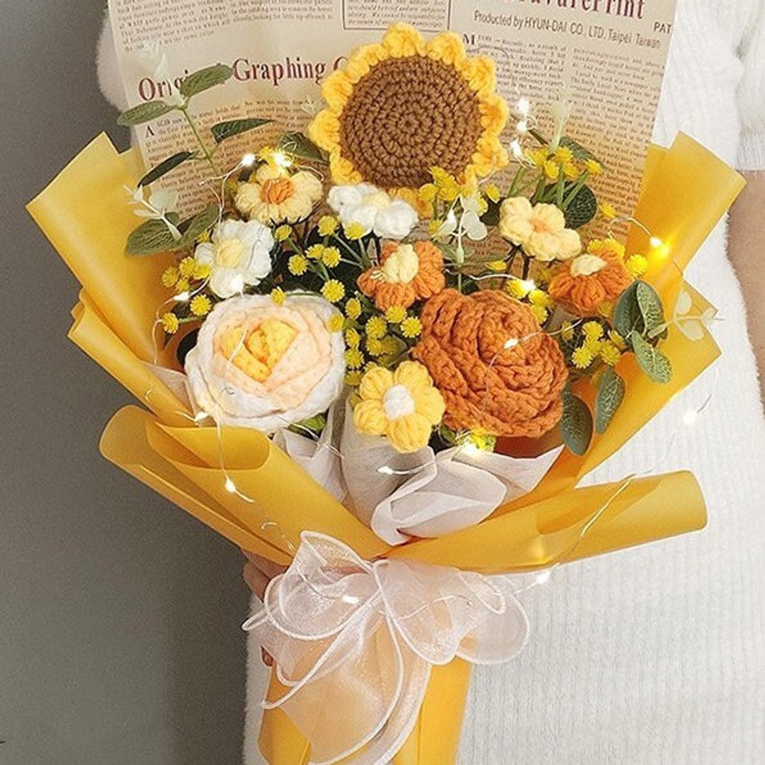 The Bloom Crafter Facebook ad: Brighten Every Occasion with Everlasting Crochet Bouquets!