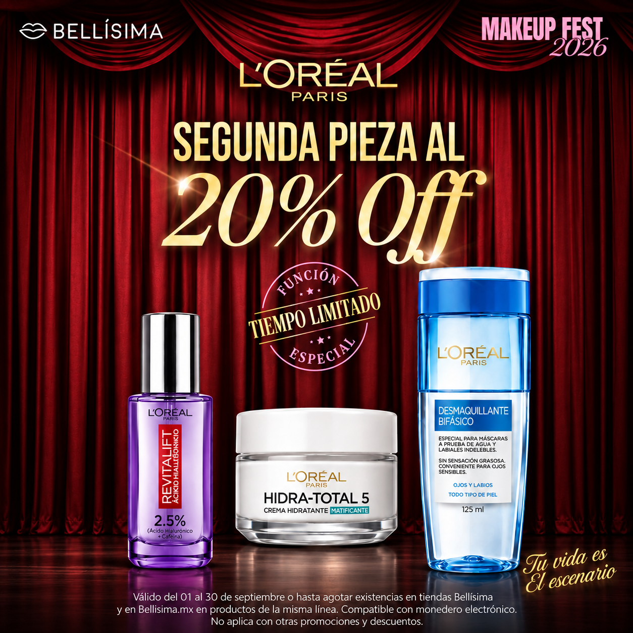 Bellisima Facebook ad: Tu segunda pieza L’Oréal Paris con 20% OFF