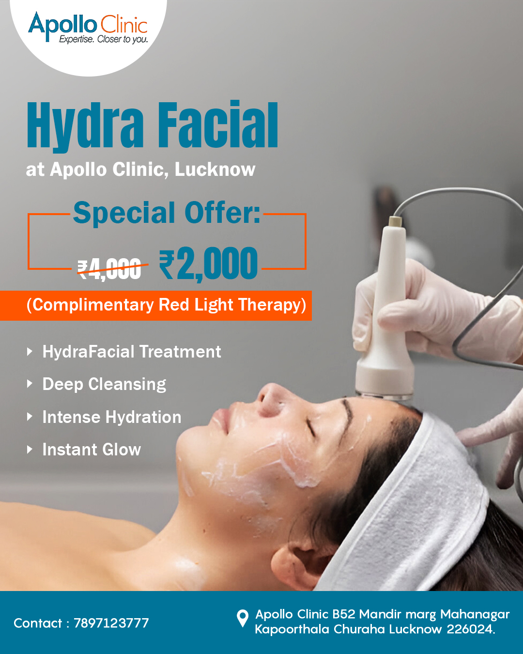 Apollo Clinic Lucknow Facebook ad: Perfect for dull, dry, and tired winter skin.