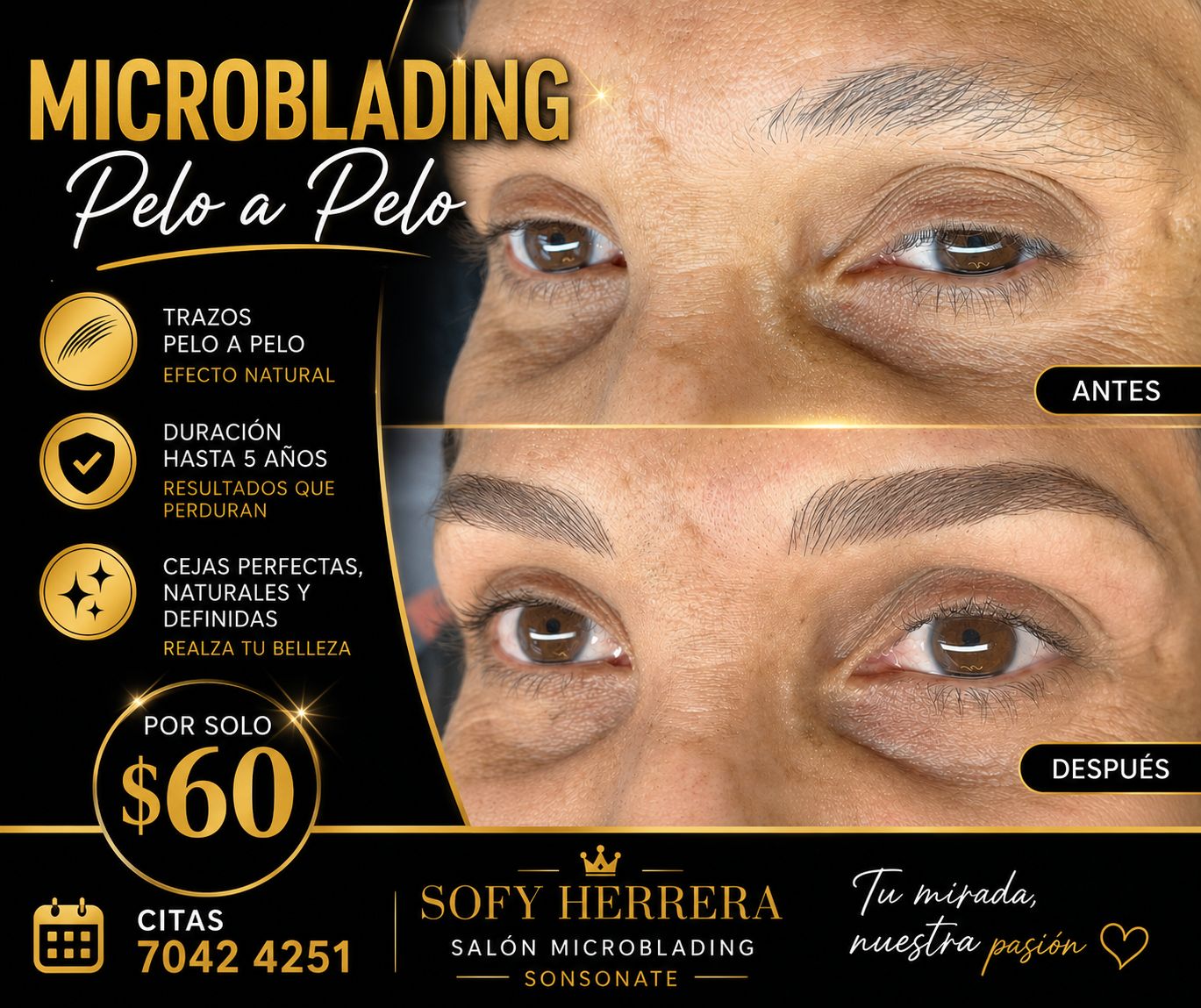 Sofy Herrera Salón Facebook ad: Promoción microblanding pelo a pelo citas 7042 4251…