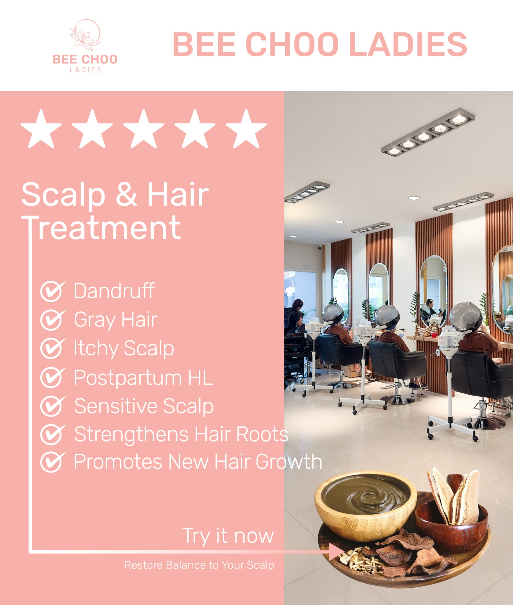 Bee Choo Ladies - Bugis Branch Facebook ad: Chemical-Free Care, Real Herbal Power