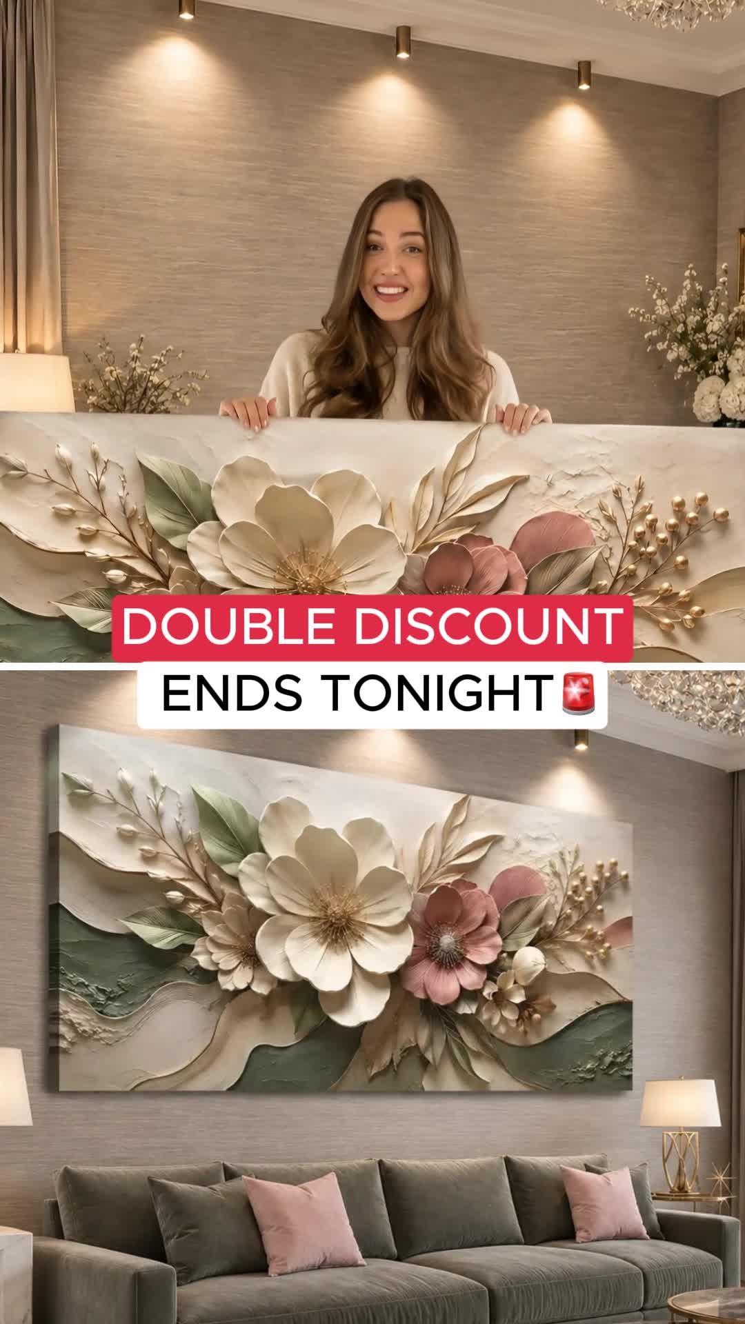 Tailored Canvases - Personalized Art Facebook ad: Elegant Floral Bloom II | Made in the USA | Ships Fast
